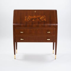 Italian Mid-Century Secretaire Palisander Wood with Inlays by Paolo Buffa 1940s