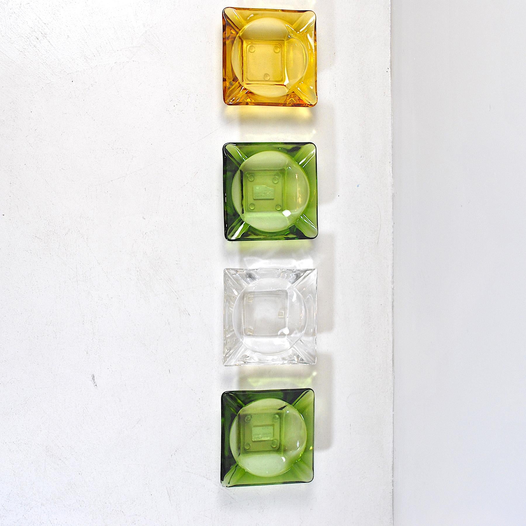 Glass Italian Midcentury Set of 4 Ashtray For Sale