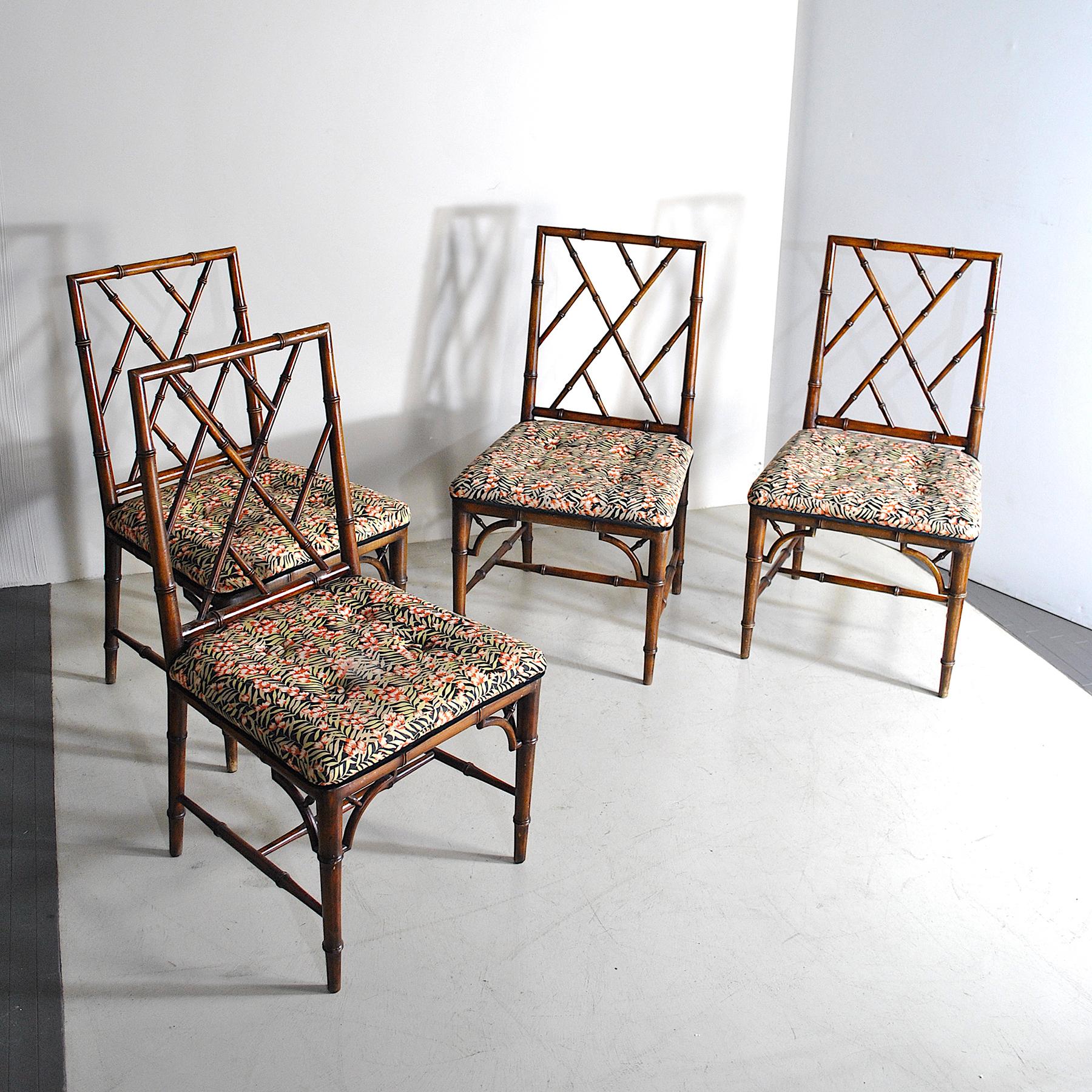 Mid-Century Modern Italian Midcentury Set of 4 Chairs in Bamboo