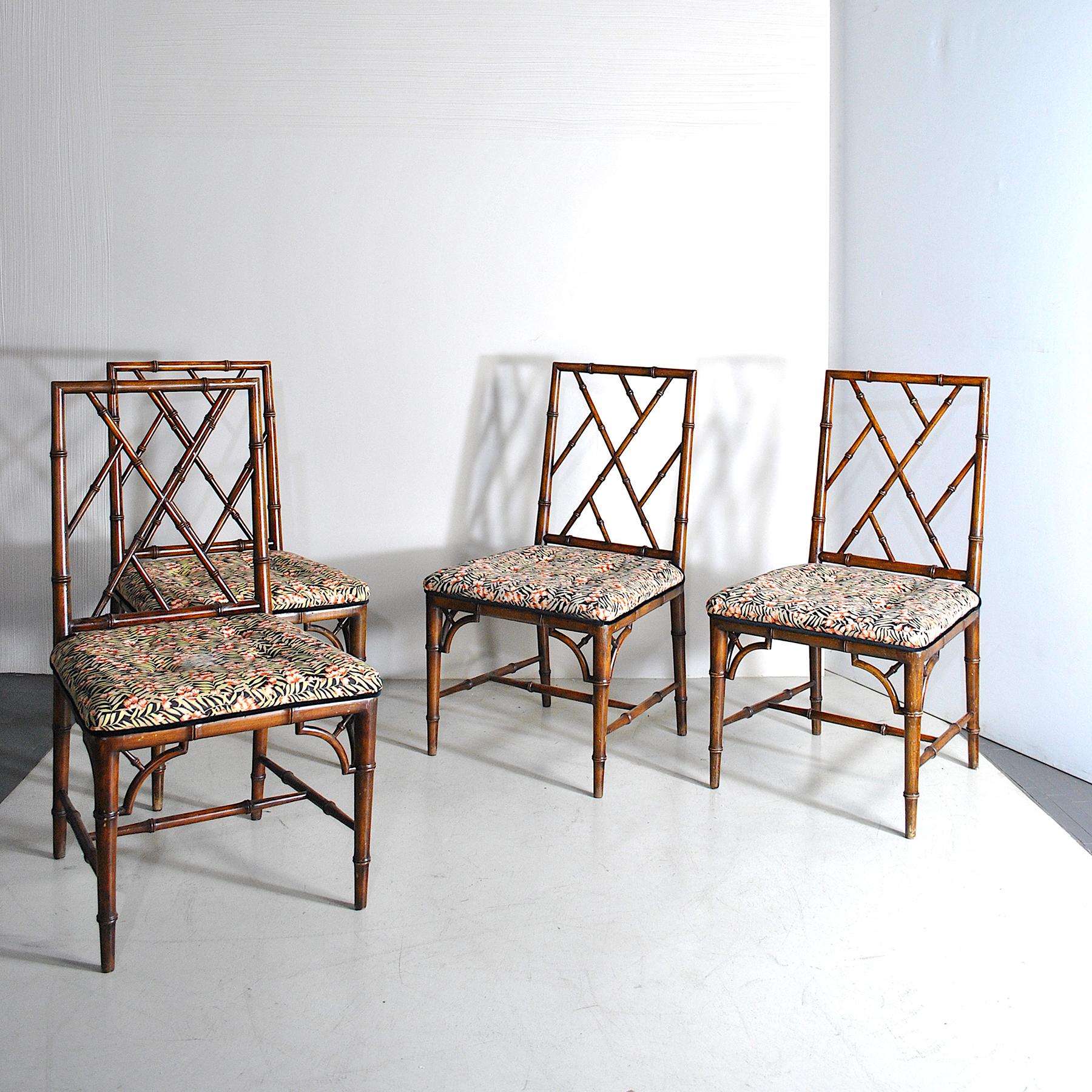 Italian Midcentury Set of 4 Chairs in Bamboo In Good Condition In bari, IT