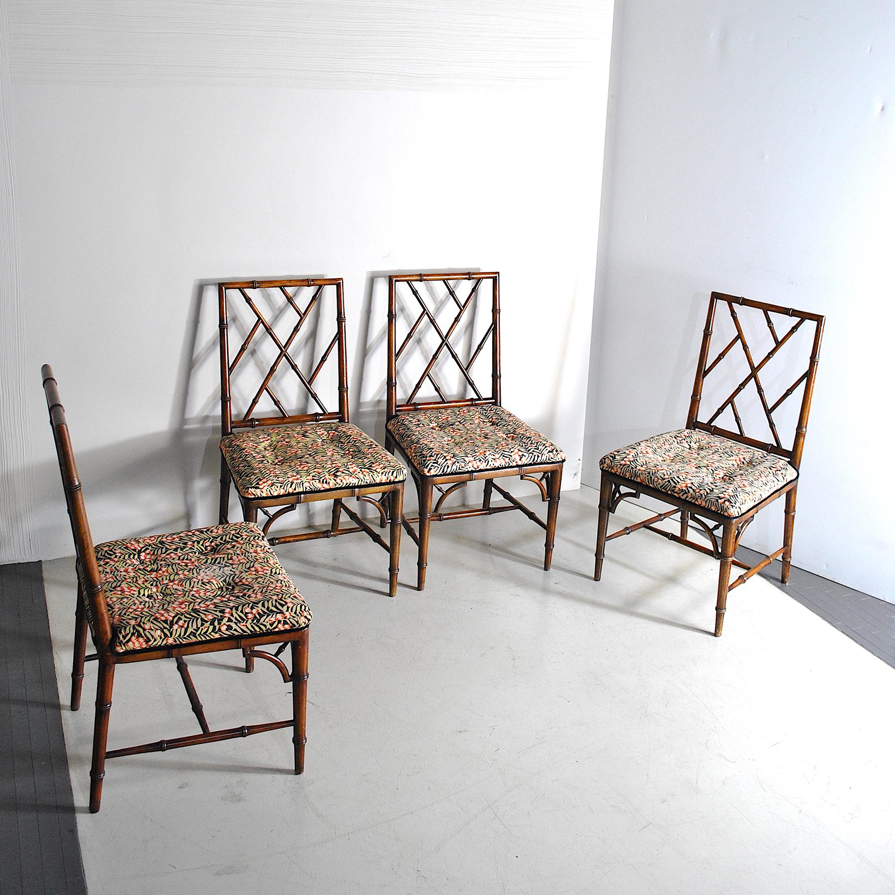 Mid-20th Century Italian Midcentury Set of 4 Chairs in Bamboo