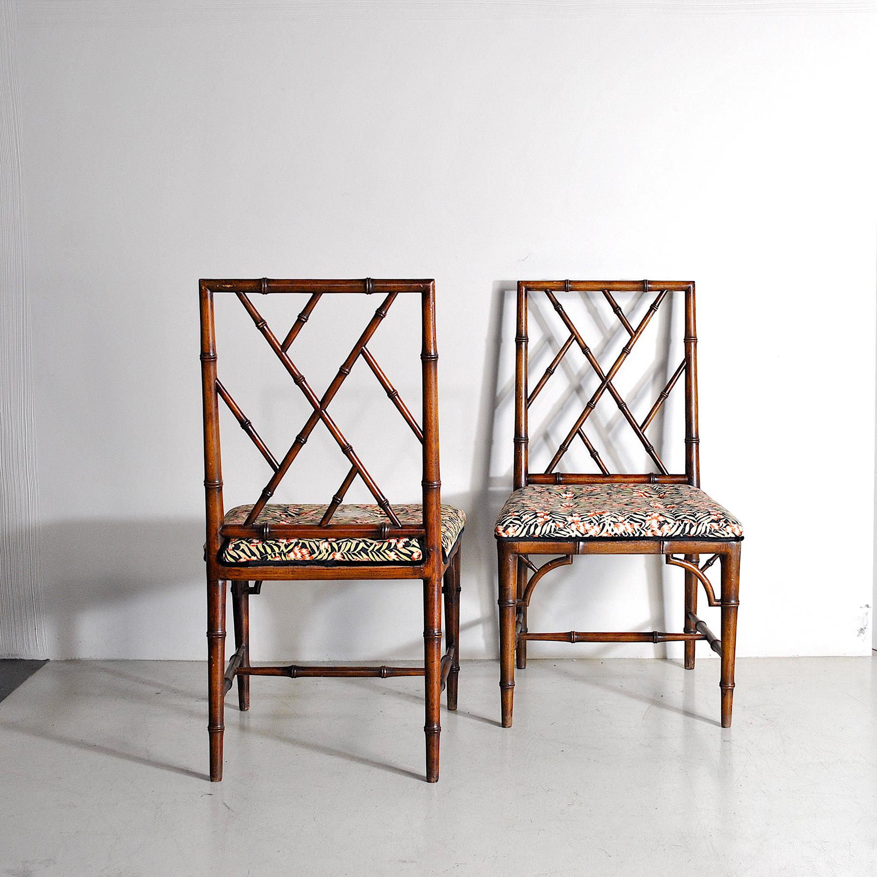 Italian Midcentury Set of 4 Chairs in Bamboo 2