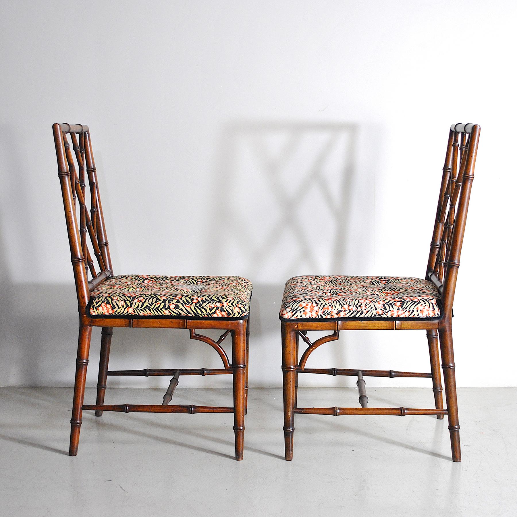 Italian Midcentury Set of 4 Chairs in Bamboo 3