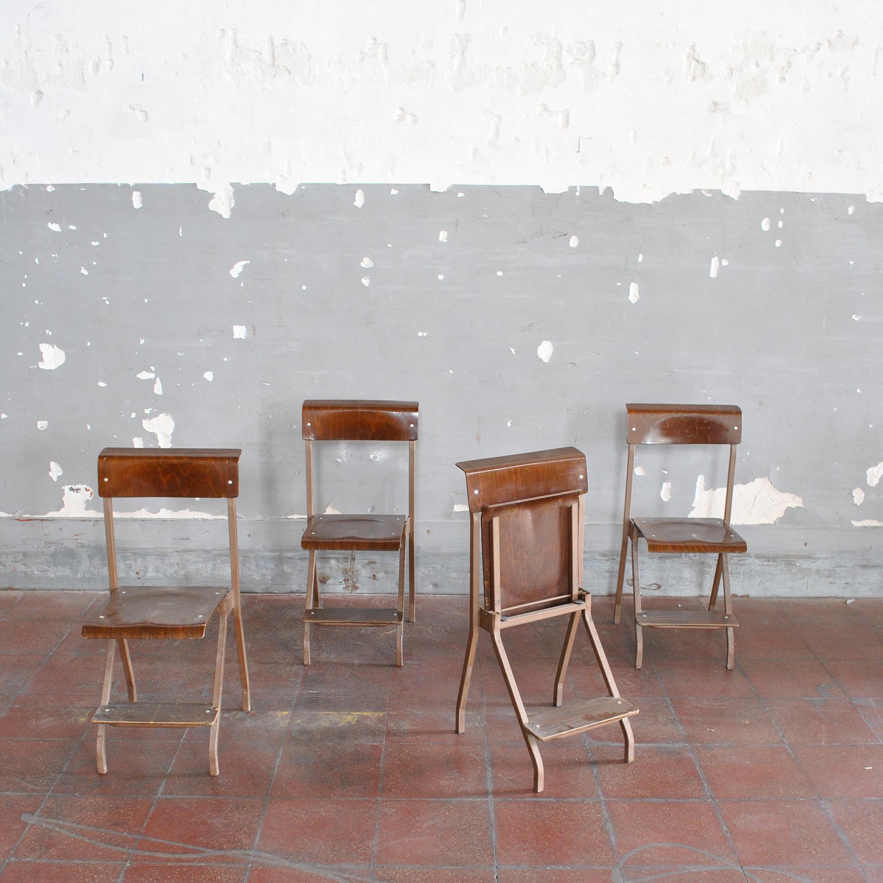 Metal Italian Mid Century Set of Four Chairs For Sale