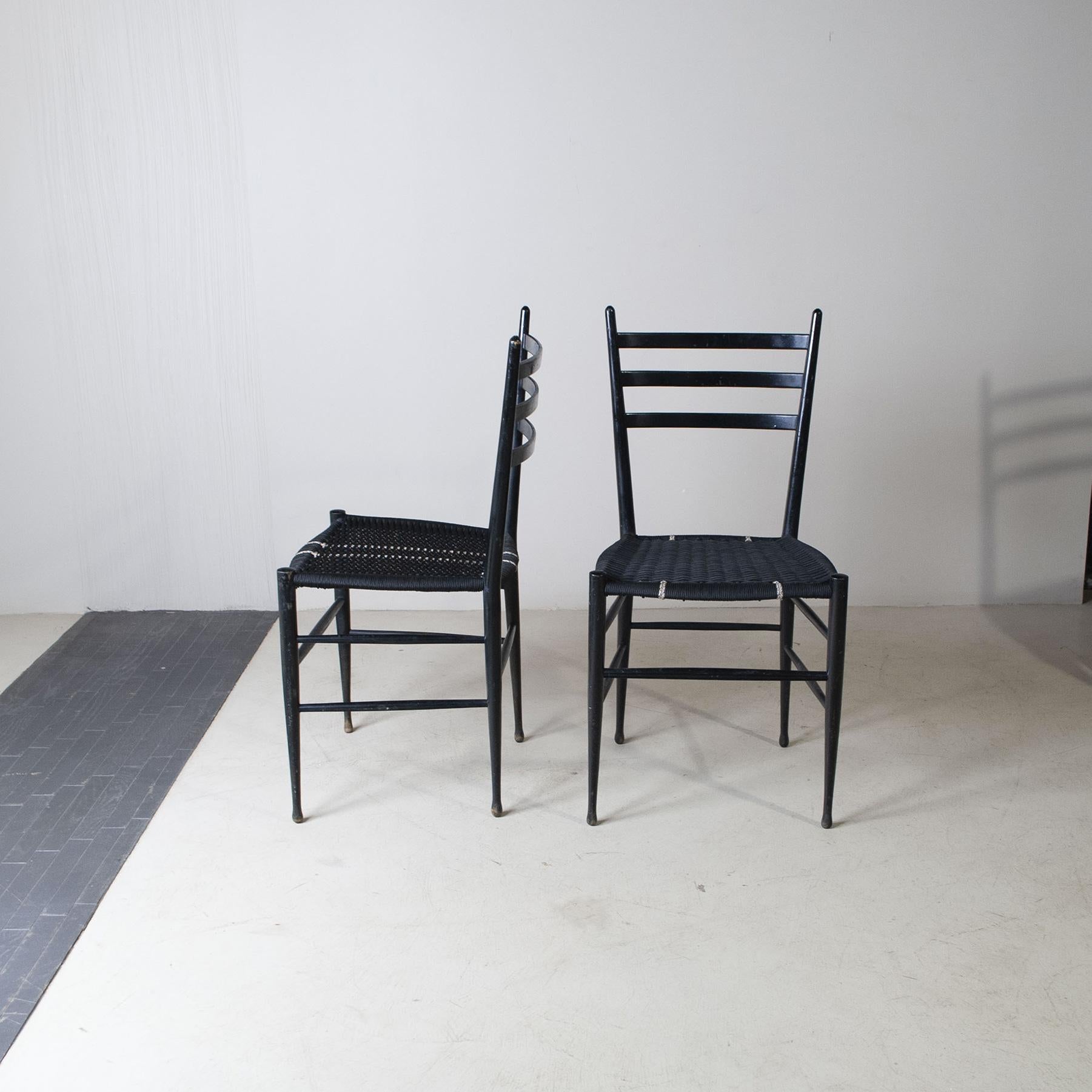 Mid-20th Century Italian Midcentury Set of Six Chairs Chiavari For Sale