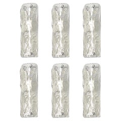 Italian Mid-Century Set of Six of IceGlass Murano Glass Wall Sconces, 1970s
