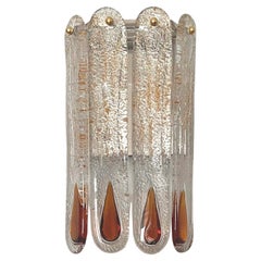 Italian Mid-Century Set of Twenty Amber Murano Wall Sconces by Mazzega, 1970s