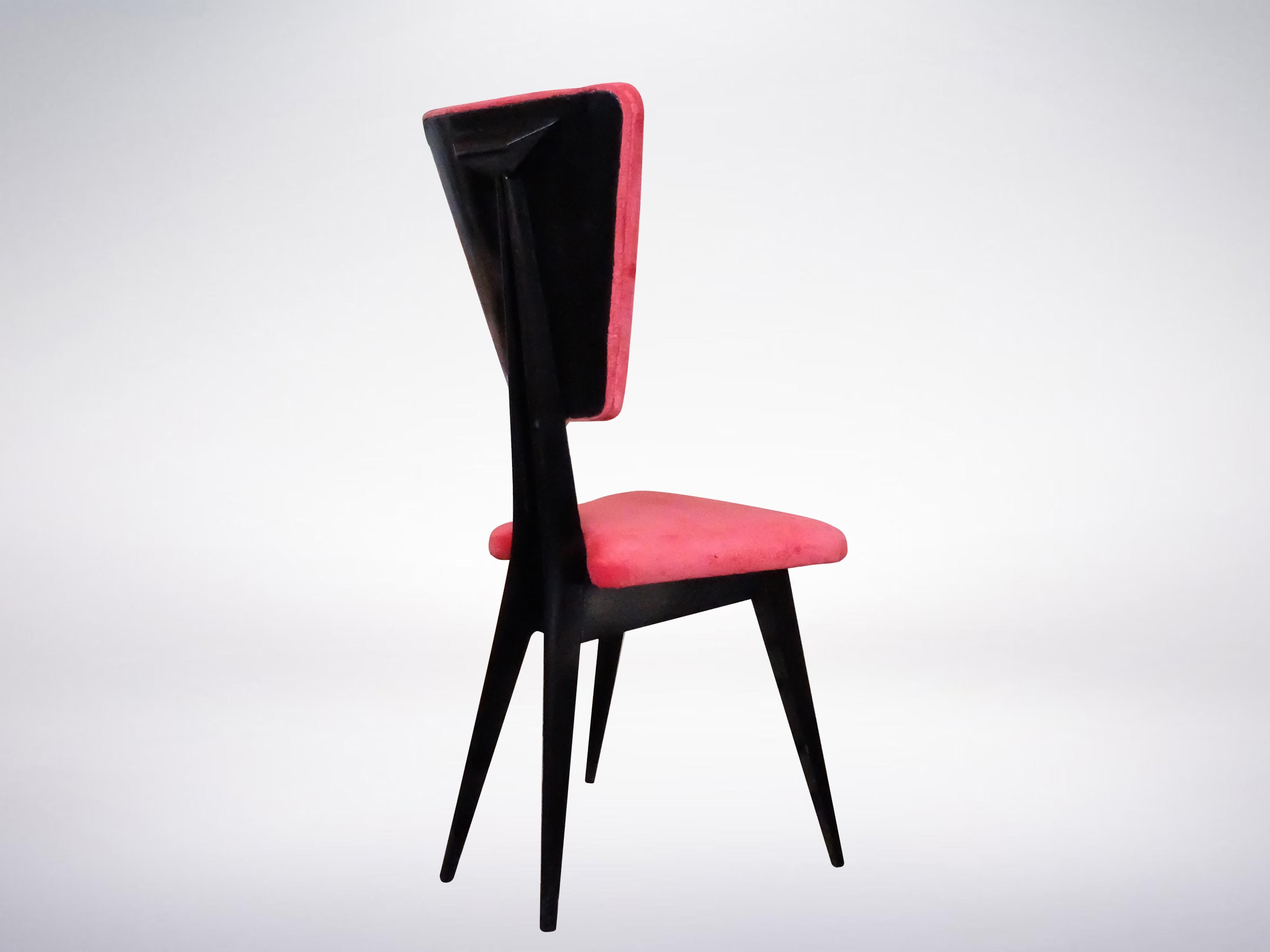 Mid-Century Modern Italian Mid-Century Set of Two Red Velvet Chairs 1950s