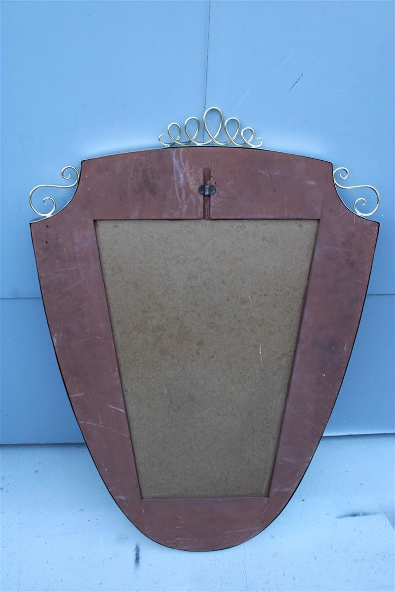 Italian Mid-Century Shaped Solid Brass Mirror 1950 Gold For Sale 1