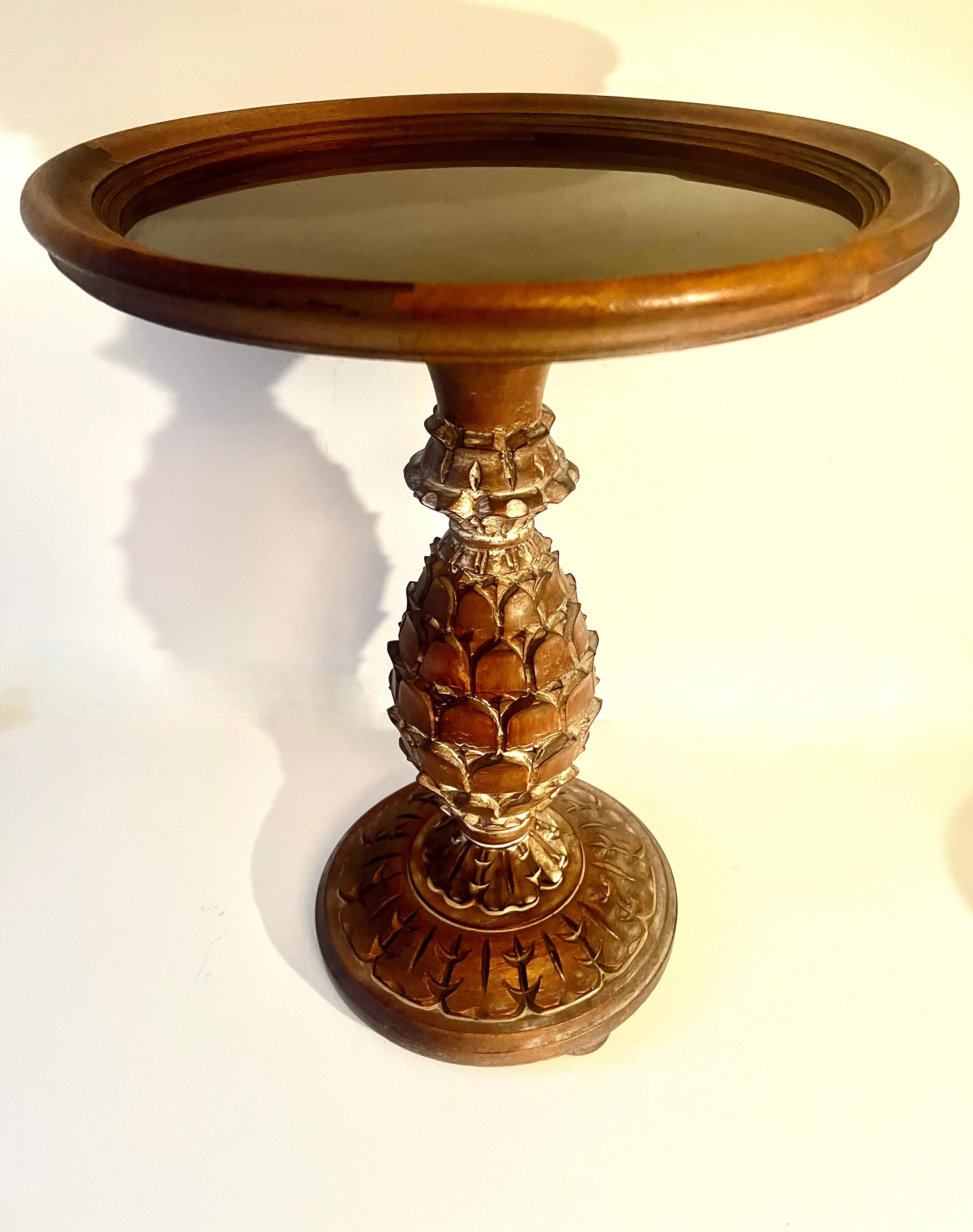 Hand-Carved Italian Mid-Century Side table with Hand Cared Pineapple Motif with Clean top