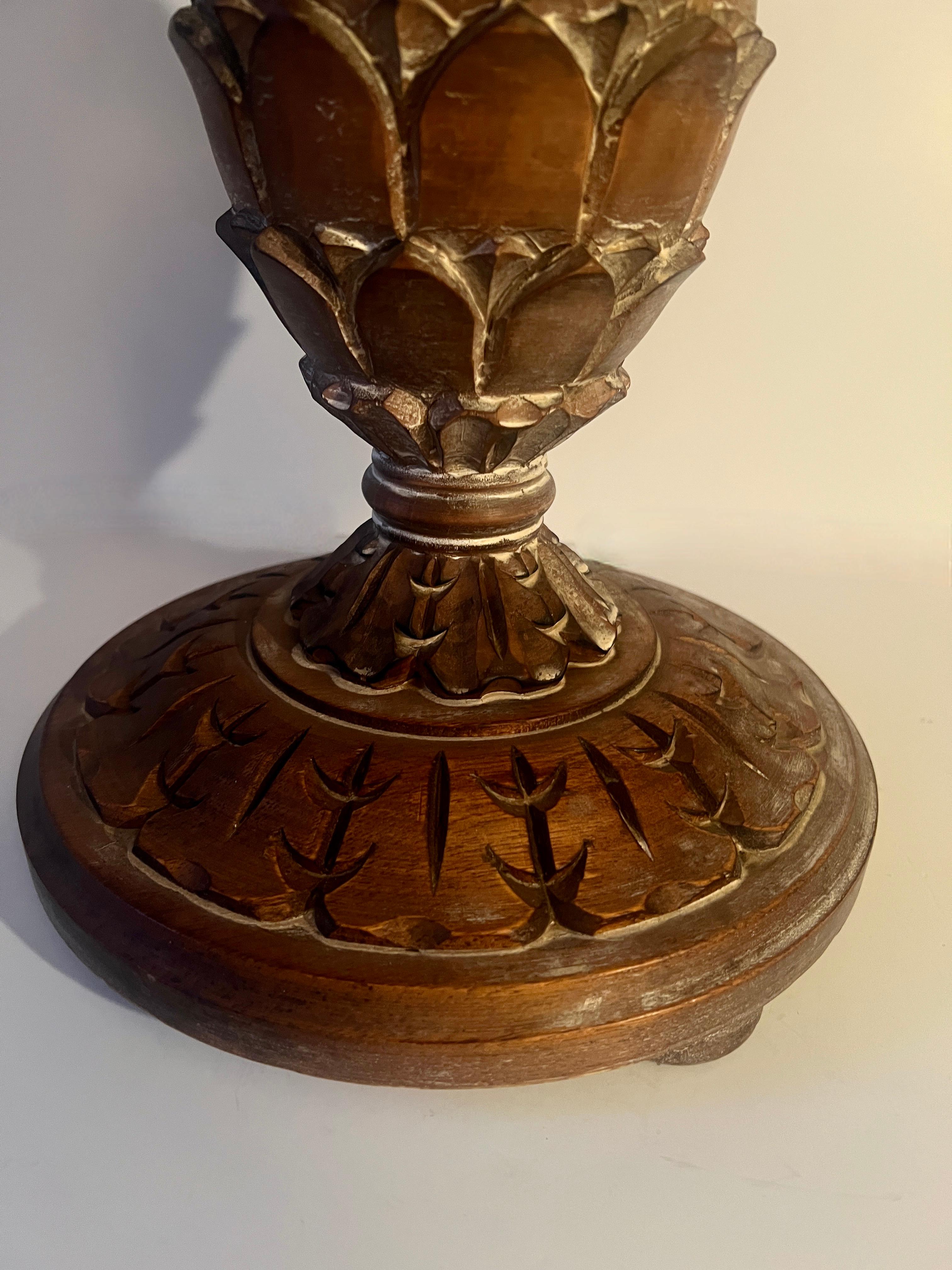 20th Century Italian Mid-Century Side table with Hand Cared Pineapple Motif with Clean top