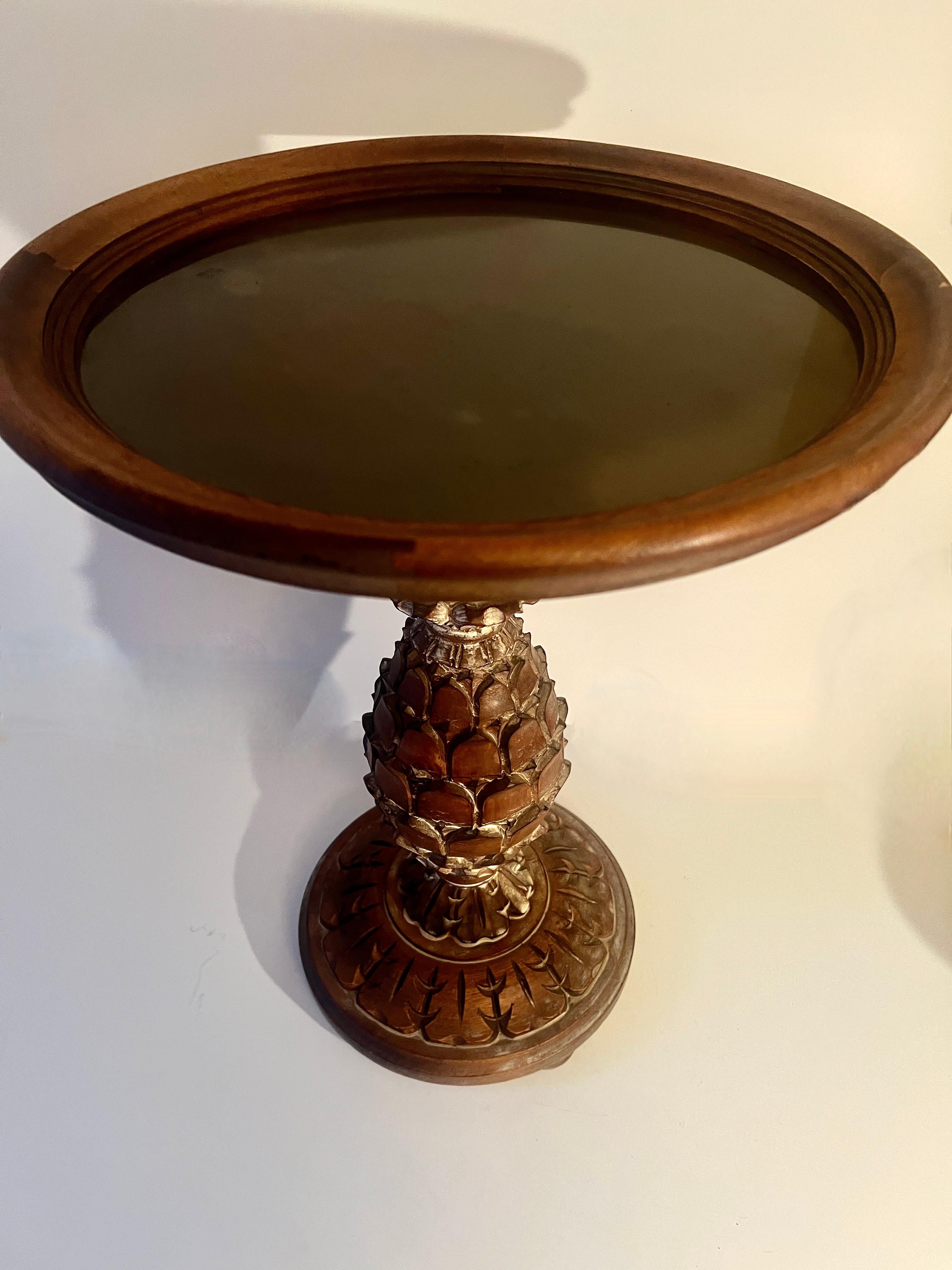 Italian Mid-Century Side table with Hand Cared Pineapple Motif with Clean top 1