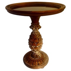 Italian Mid-Century Side table with Hand Cared Pineapple Motif with Clean top
