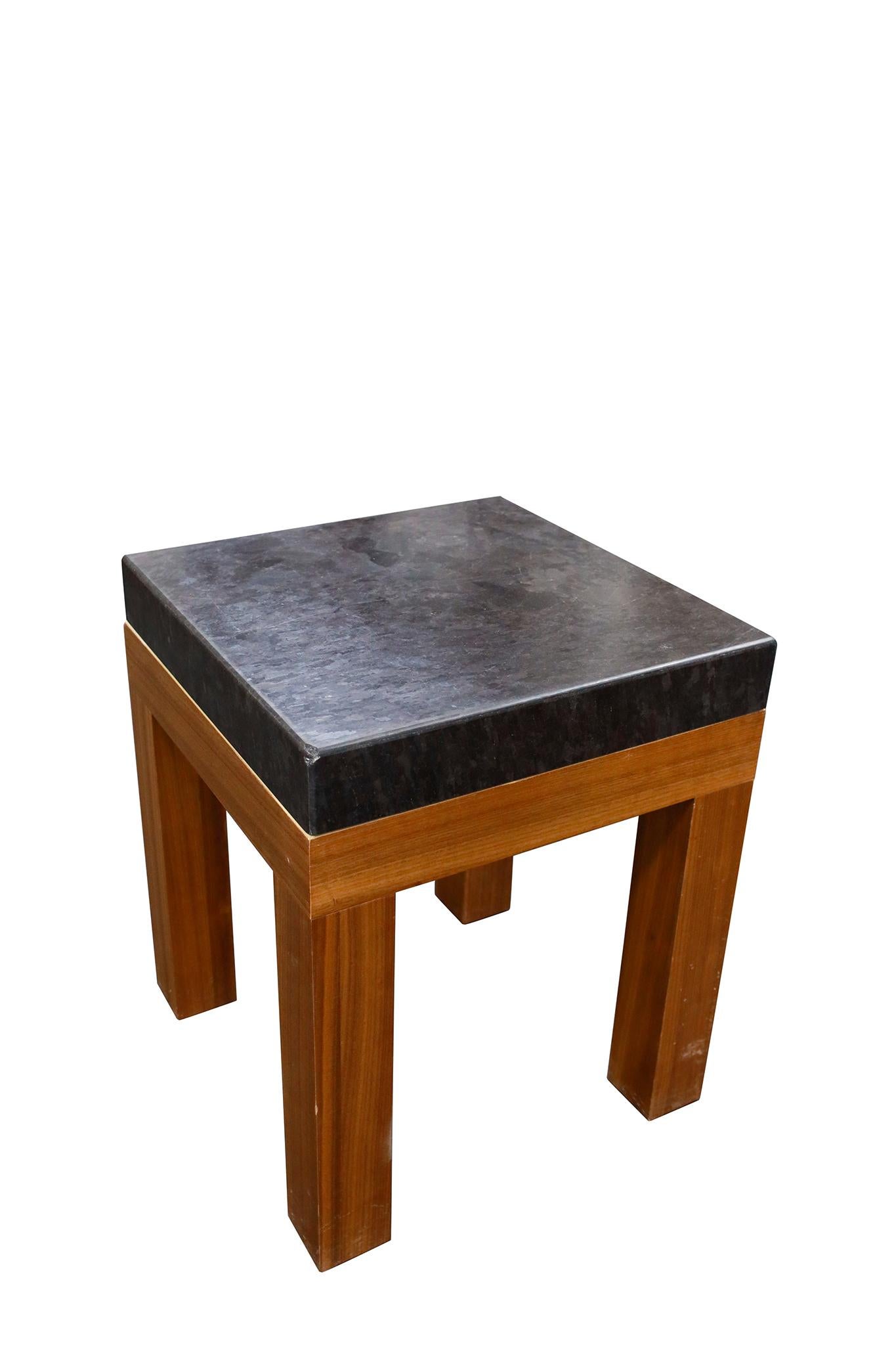 Italian Mid-Century Side Table with Stone Top (Italienisch) im Angebot