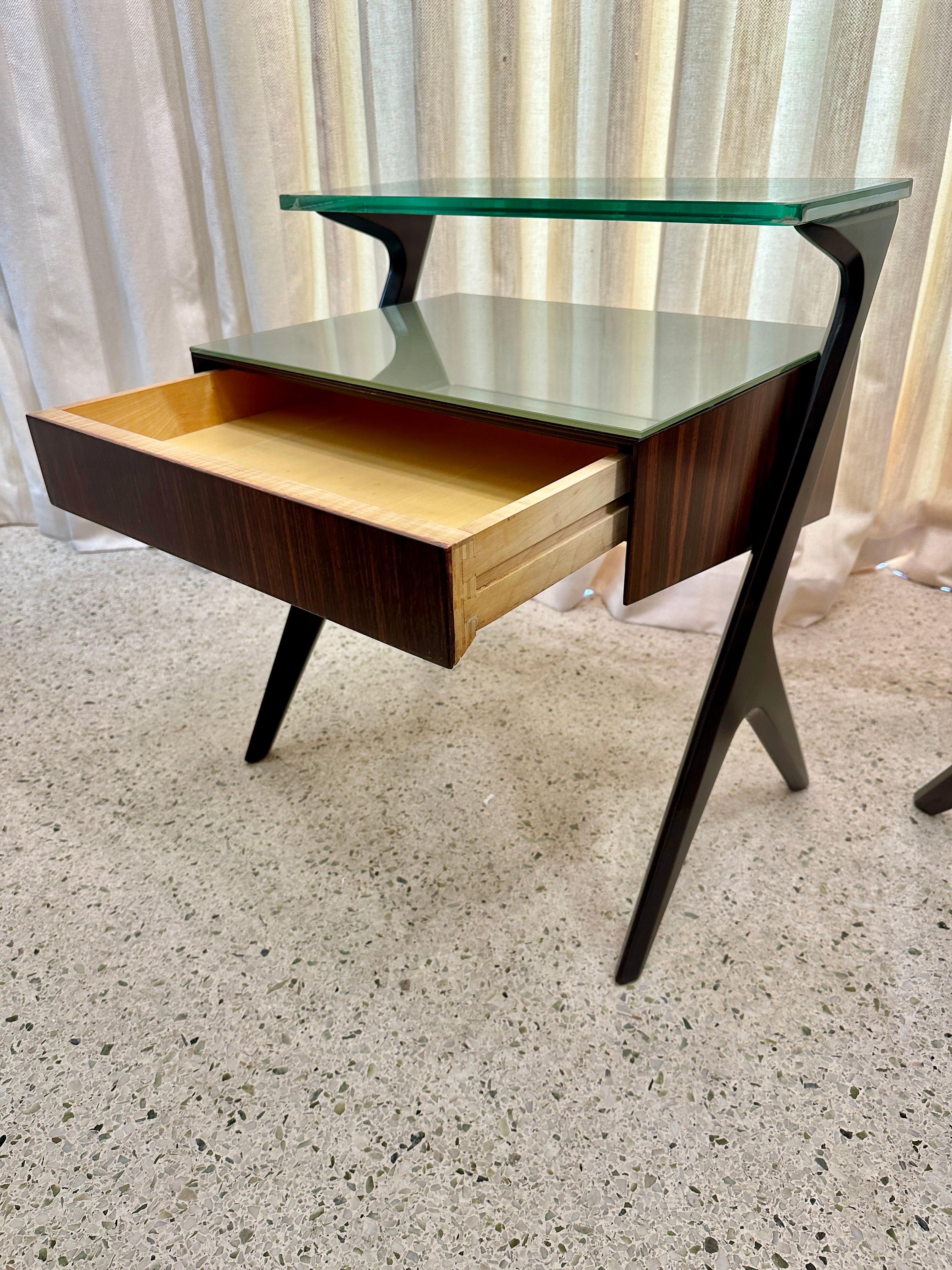 Etched Italian Mid-Century Side-Tables/ Night Stands by Vittorio Dassi, 1950's For Sale