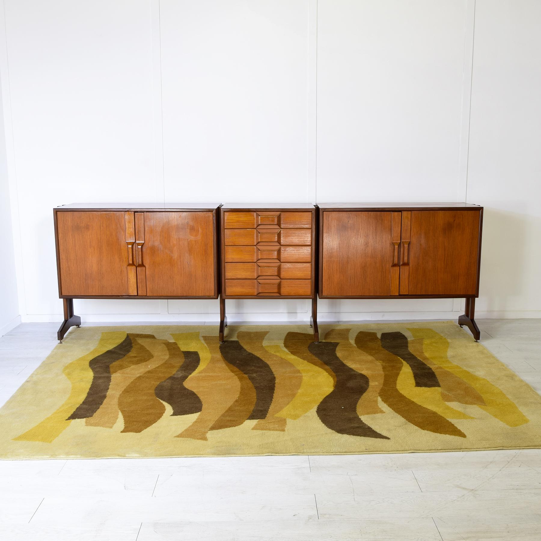 Italian mid century sideboard 60s G.Frattini style in vendita 7