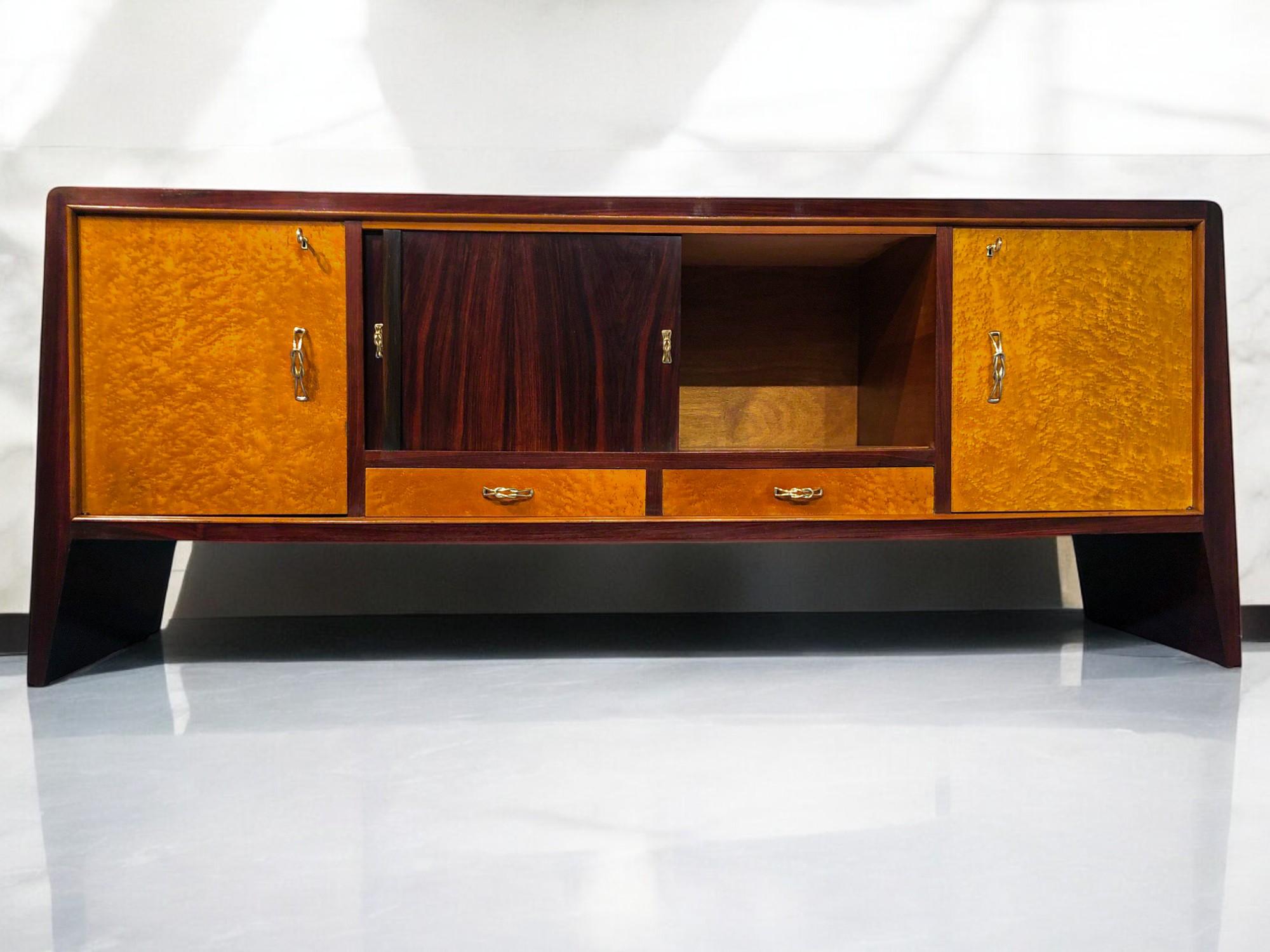 Brass Italian Mid-Century  Sideboard Attributed to Guglielmo Ulrich, 1950s For Sale