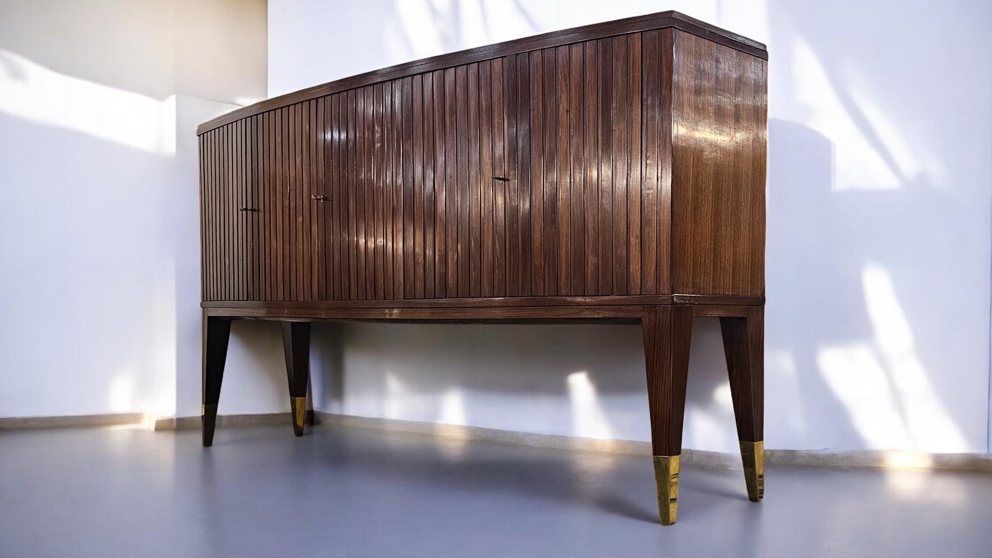 Brass Italian Mid Century Sideboard attributed to Paolo Buffa, 1950s For Sale