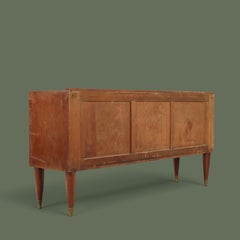 Italian Mid-Century Sideboard, Burl Maple and Brass, Tapered Legs, 1950s