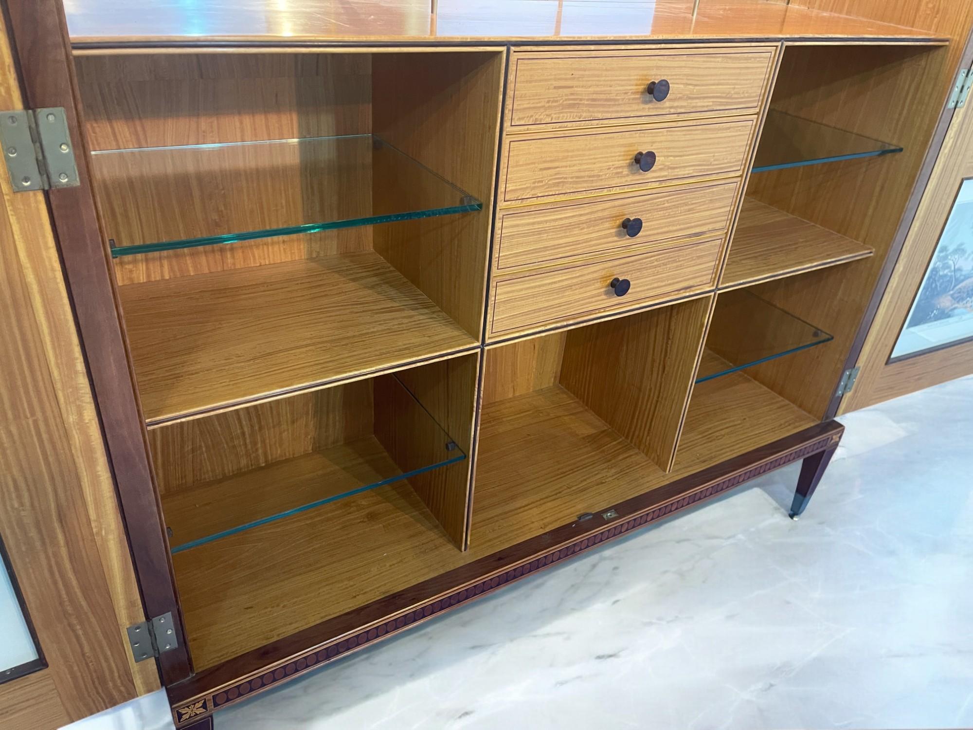 Buffet-bureau italien du milieu du siècle avec incrustations par Giuseppe Anzani, années 1950 en vente 2