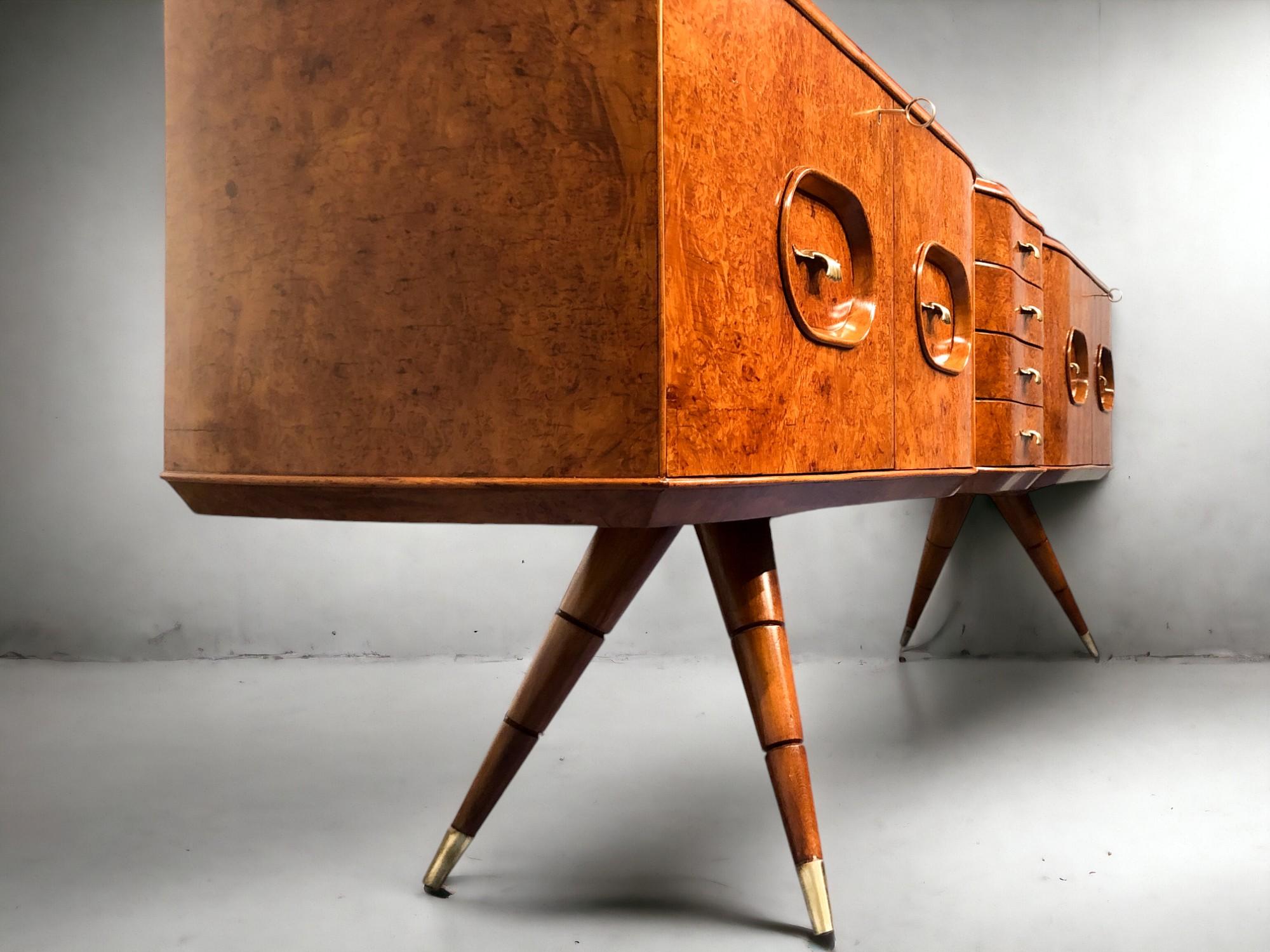 Credenza italiana di metà secolo Colore Miele in Wood Wood, anni '50 in vendita 4