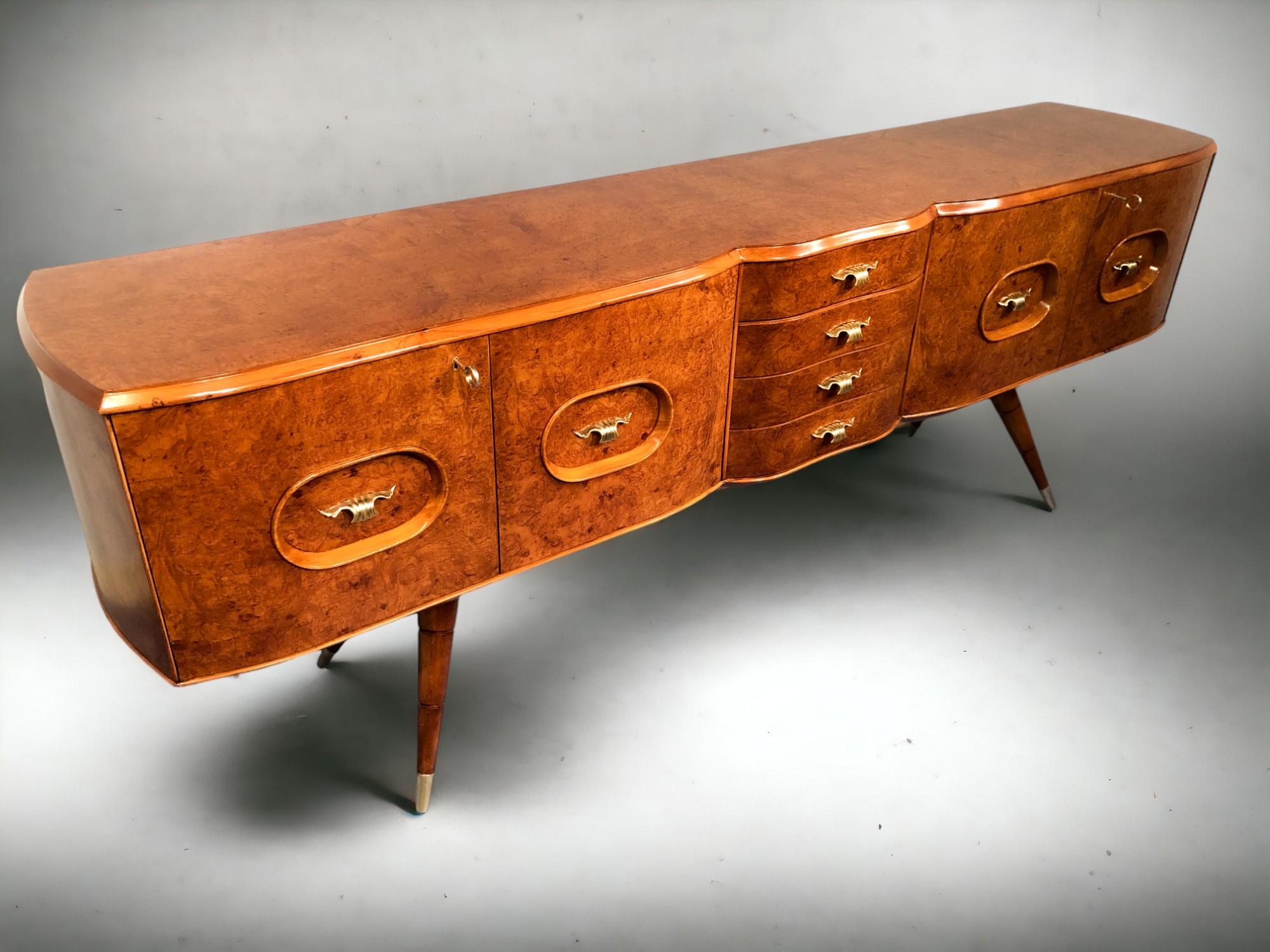 Credenza italiana di metà secolo Colore Miele in Wood Wood, anni '50 in vendita 6