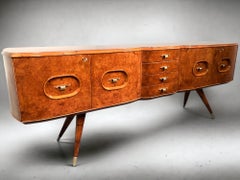 Italian Mid-Century Sideboard Honey Color in Birch Wood, 1950s