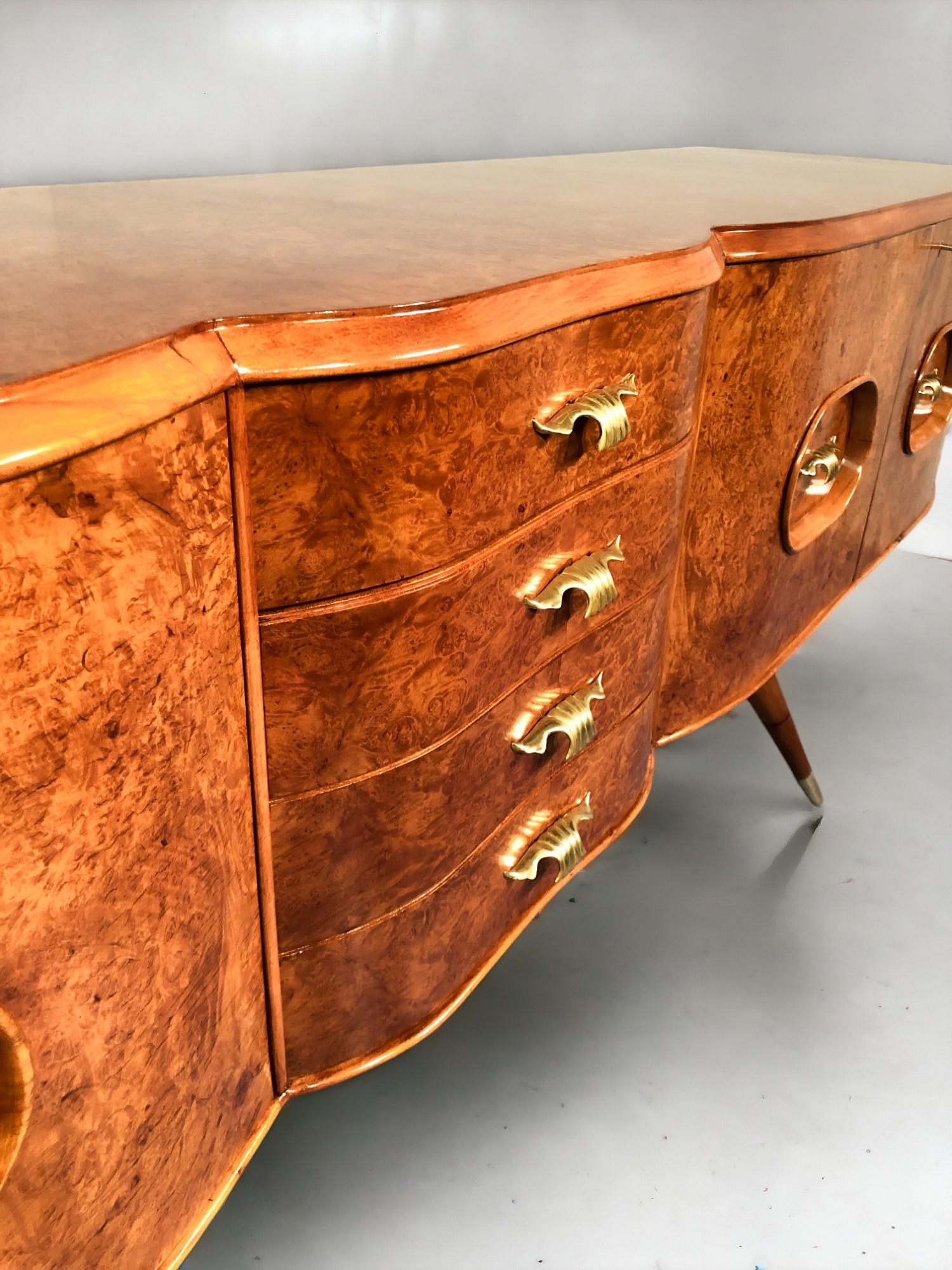 Credenza italiana di metà secolo Colore Miele in Wood Wood, anni '50 in vendita 9