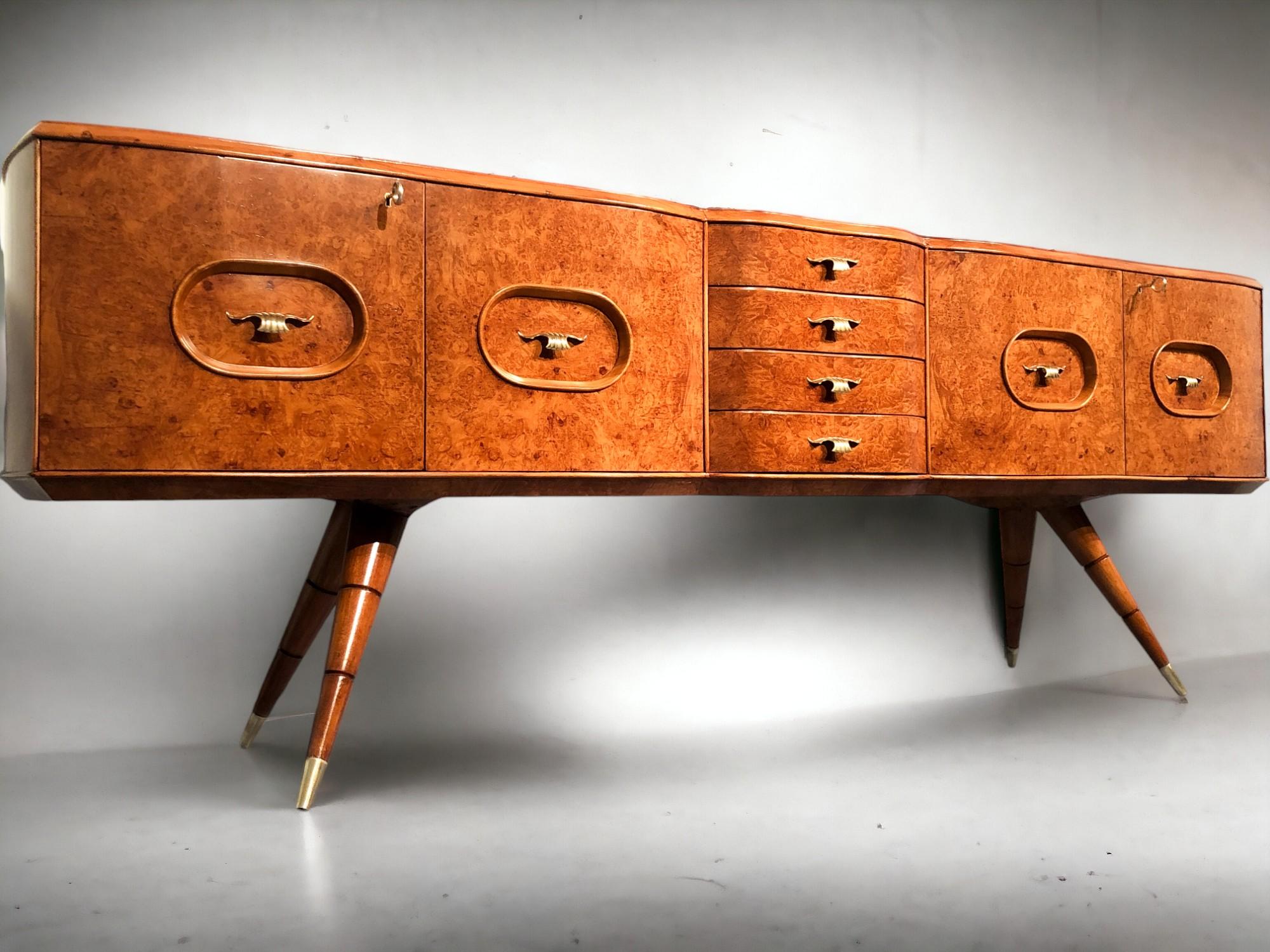 Credenza italiana di metà secolo Colore Miele in Wood Wood, anni '50 in vendita 10