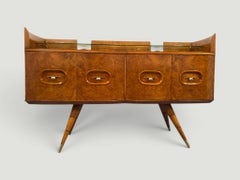 Italian Mid Century Sideboard Honey Color in Birch Wood, 1950s