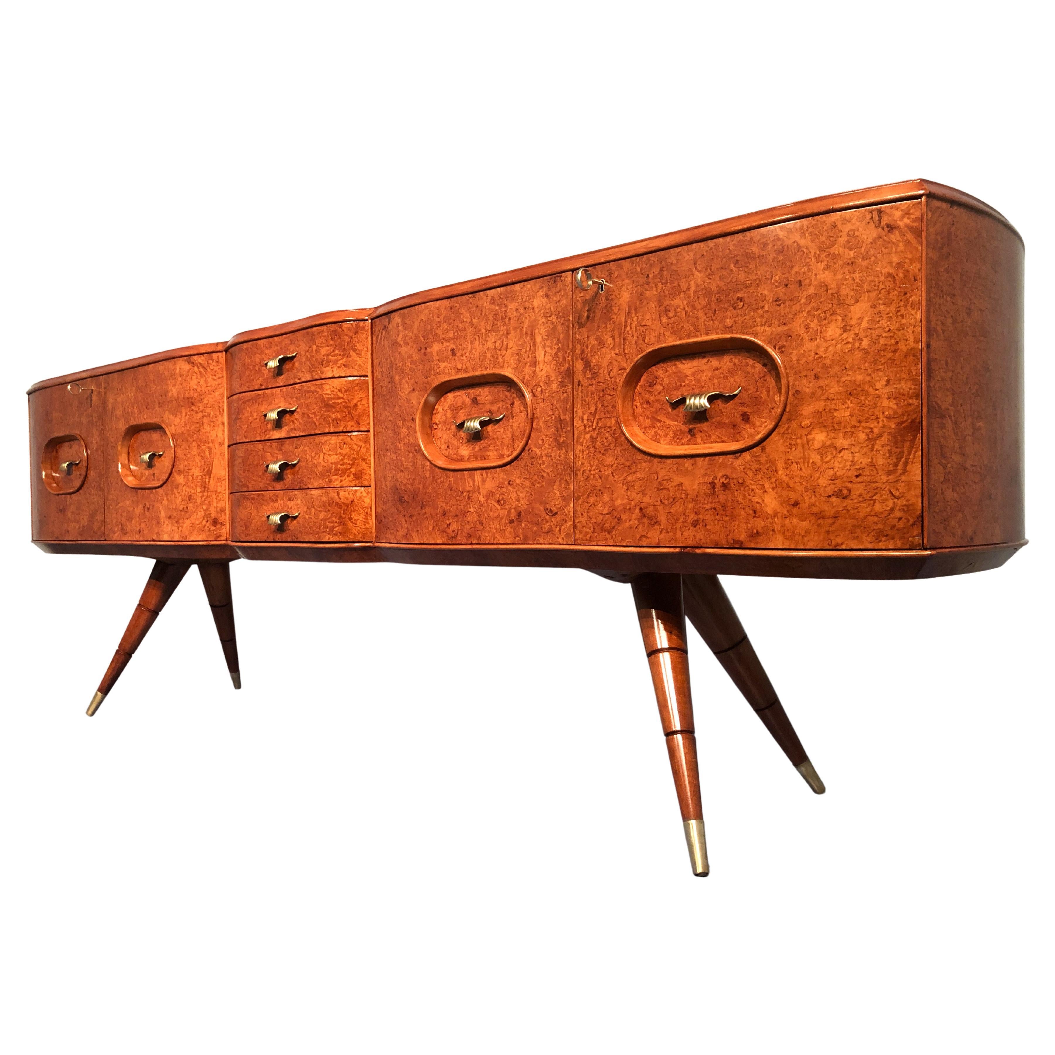 Italienisches Sideboard aus der Mitte des Jahrhunderts Honey Farbe in Birke Wood, 1950er Jahre