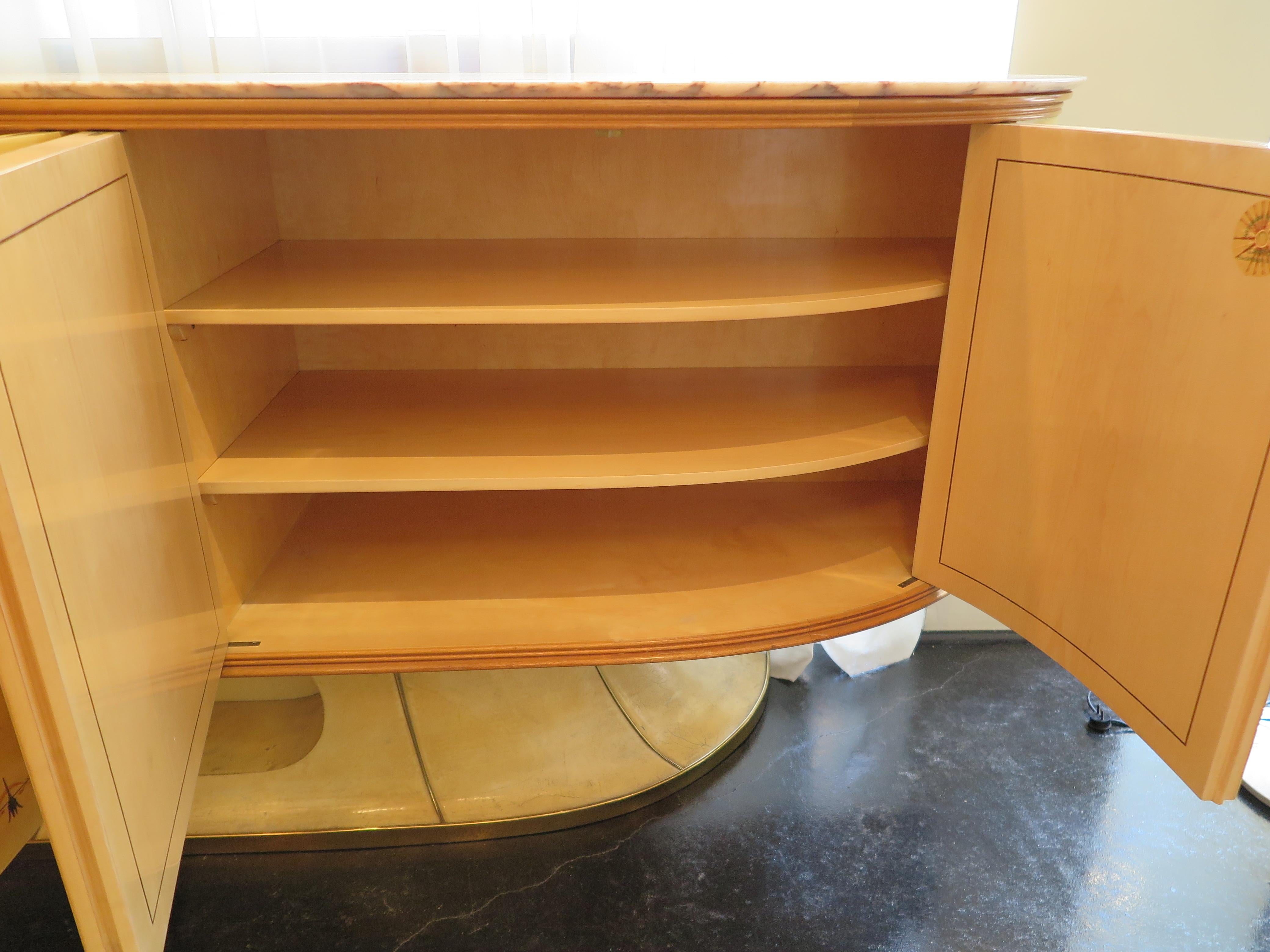 Italian Mid-Century Sideboard in Parchment with Marble and Brass For Sale 5
