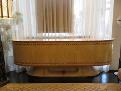 Italian Mid-Century Sideboard in Parchment with Marble and Brass