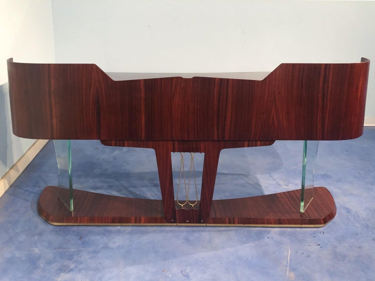 Italian Mid-Century Sideboard in Rosewood, with Mirror by Vittorio Dassi, 1950s For Sale 14