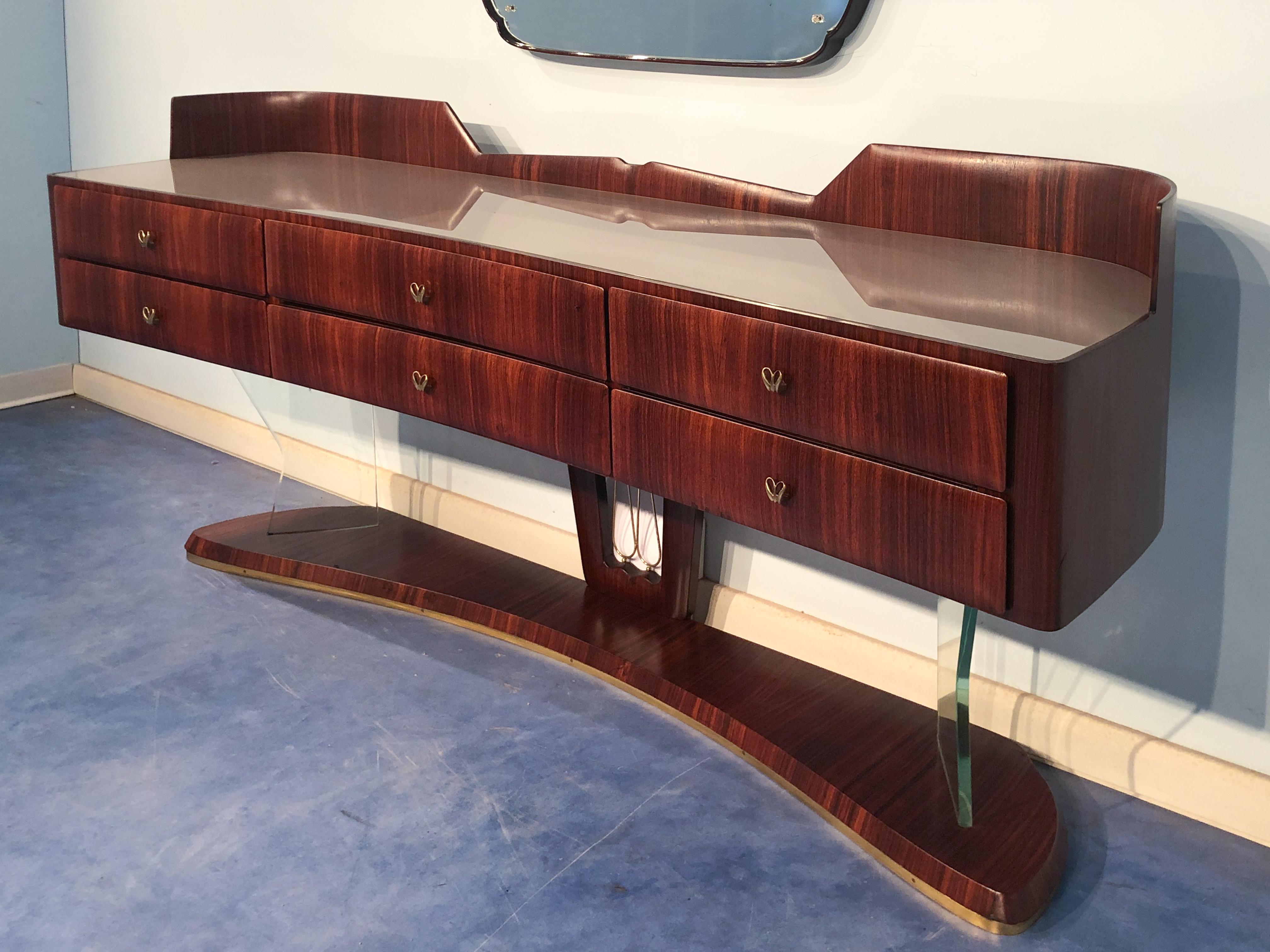Italian Mid-Century Sideboard dresser with Mirror by Vittorio Dassi, 1950s For Sale 2