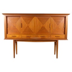 Italian Mid-Century Sideboard, Mahogany with Geometric Marquetry, 1950s