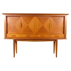 Italian Mid-Century Sideboard, Mahogany with Geometric Marquetry, 1950s