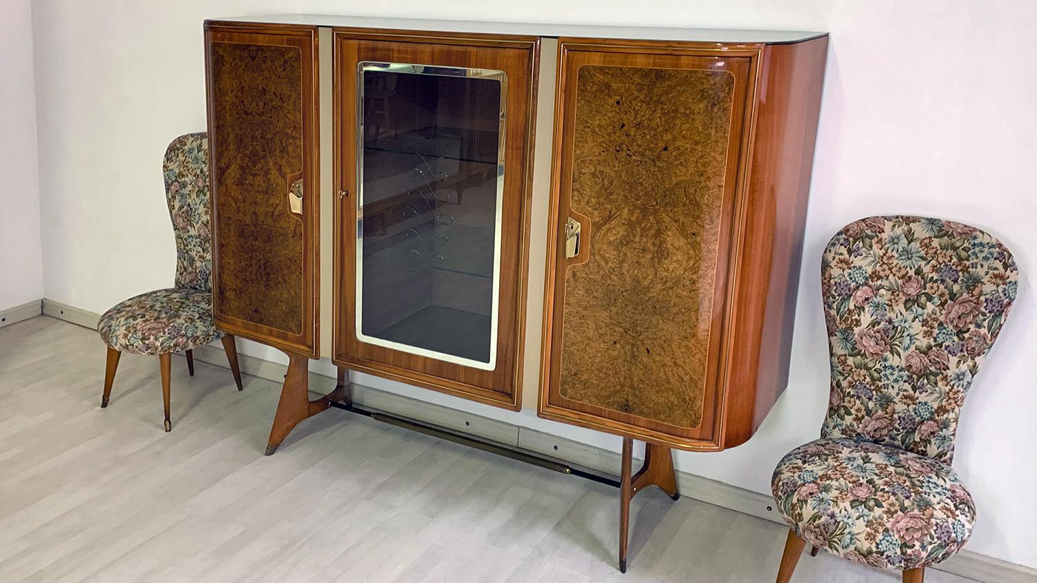 Italian Mid-Century Sideboard of Birch Briar Root by Vittorio Dassi, 1950s For Sale 12