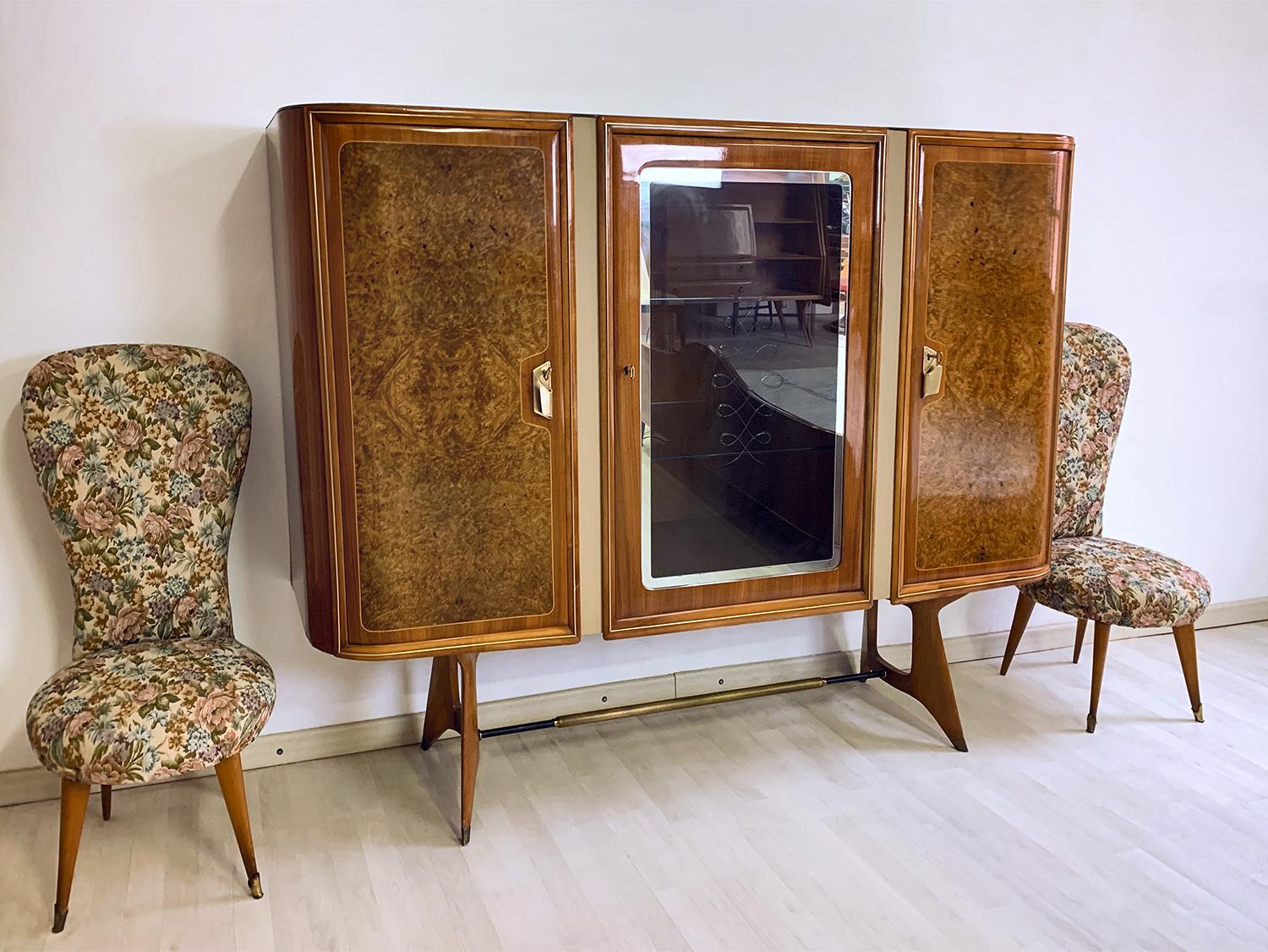 20th Century Italian Mid-Century Sideboard of Birch Briar Root by Vittorio Dassi, 1950s For Sale