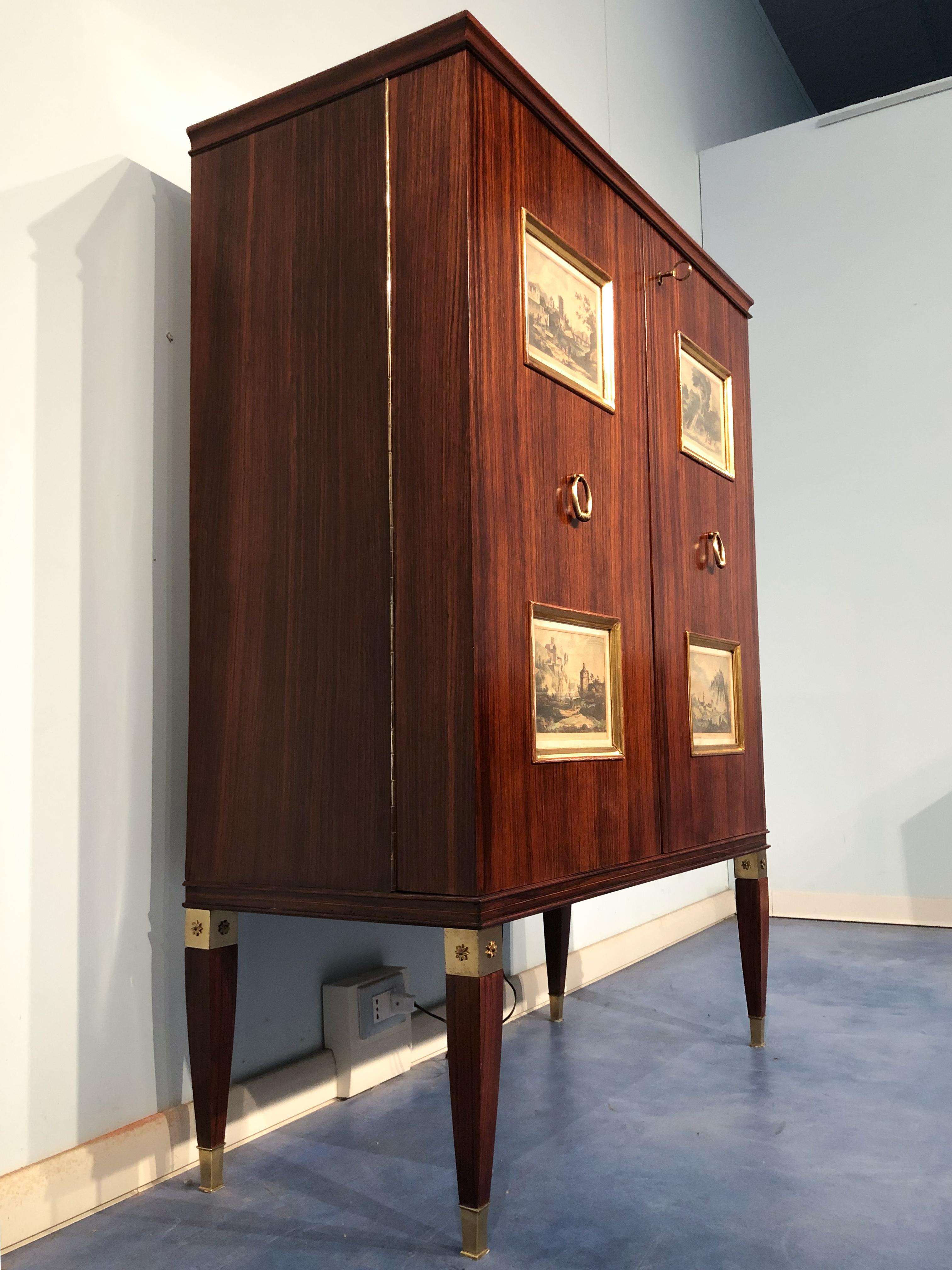 Brass Italian Mid-Century Sideboard or Bar Cabinet by Paolo Buffa, 1950s