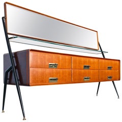 Italian Mid-Century Sideboard or Dresser with mirror by Silvio Cavatorta, 1950s