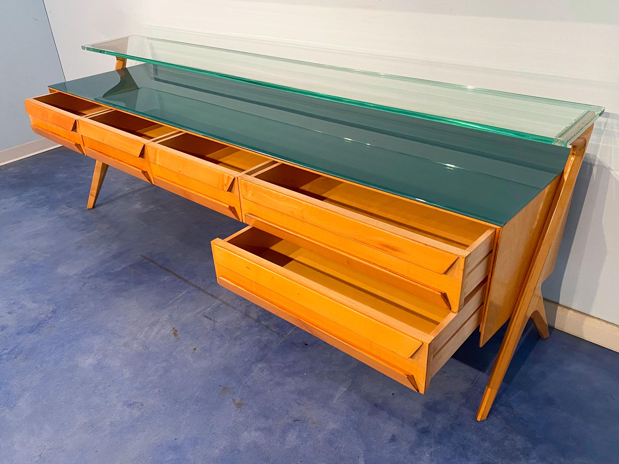 Italian Mid-Century Sideboard or Vanity Dresser by Vittorio Dassi 1950s For Sale 8