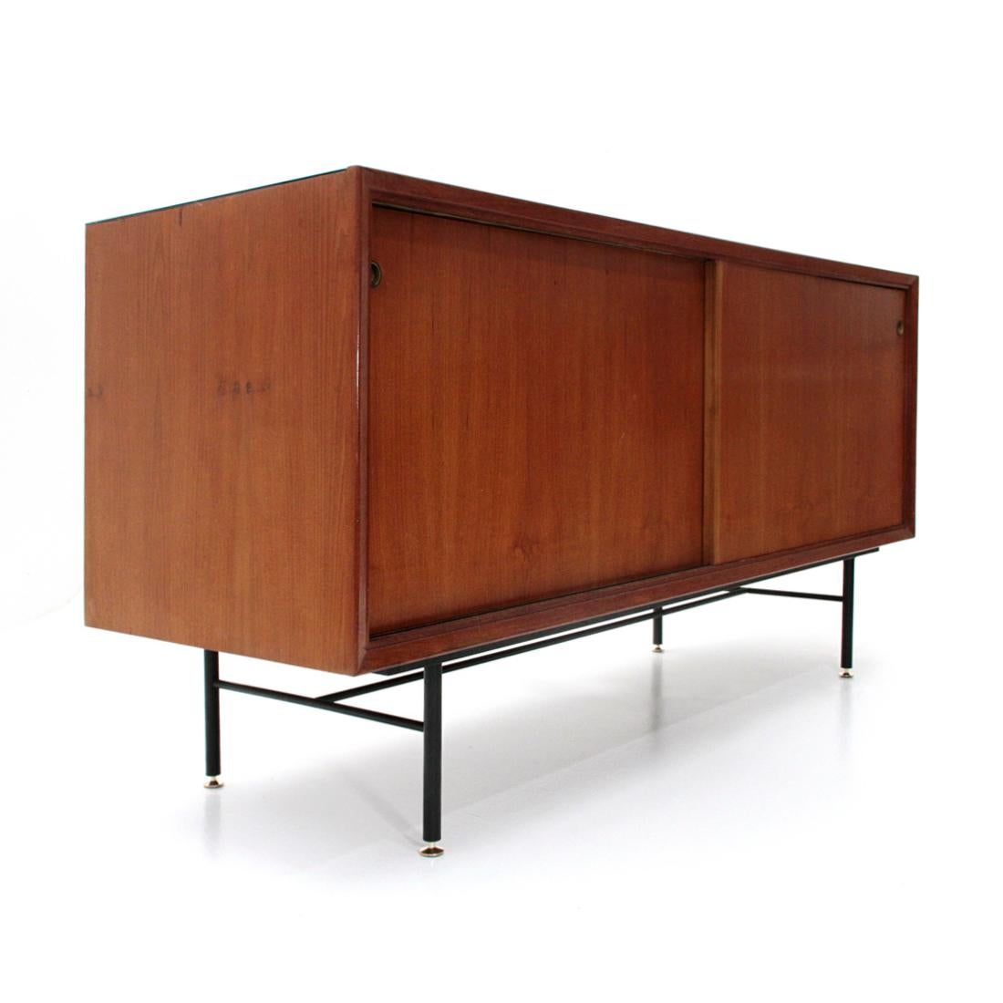 Italian Midcentury Sideboard with Black Glass Top, 1960s In Good Condition In Savona, IT