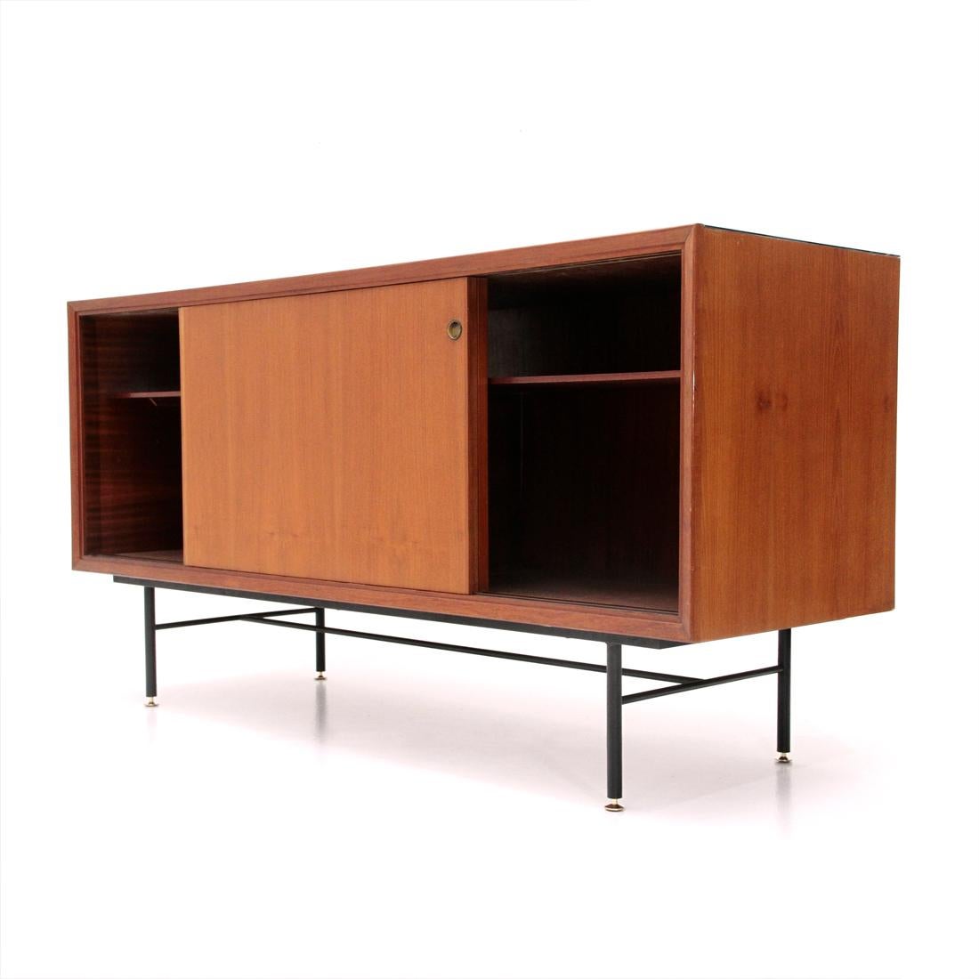 Mid-20th Century Italian Midcentury Sideboard with Black Glass Top, 1960s