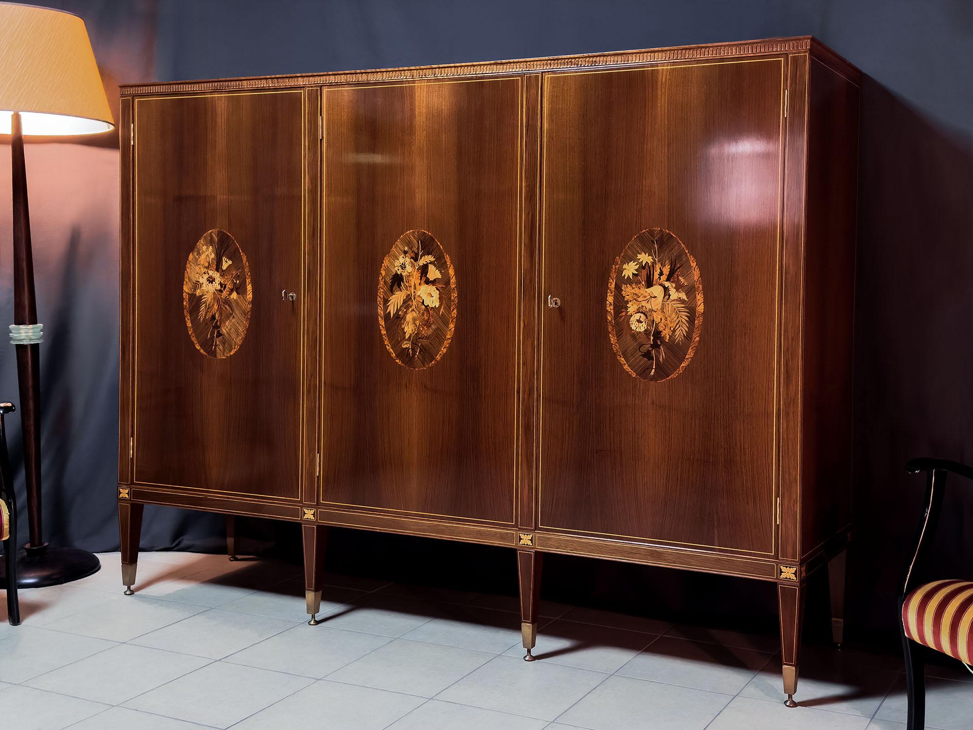 Italian Mid-Century Sideboard with Inlays by Anzani for Marelli & Colico, 1950s For Sale 5