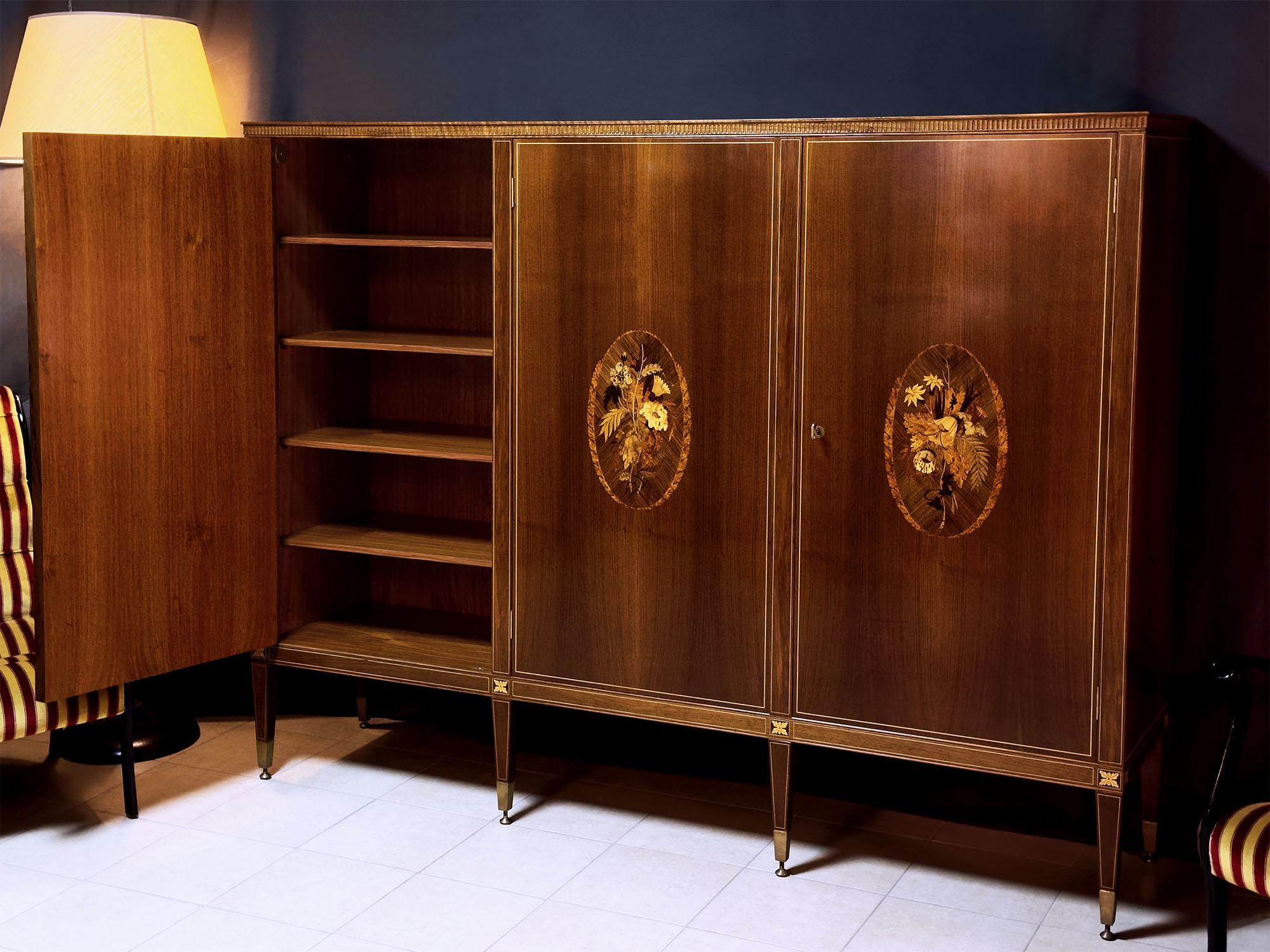 Italian Mid-Century Sideboard with Inlays by Anzani for Marelli & Colico, 1950s For Sale 3