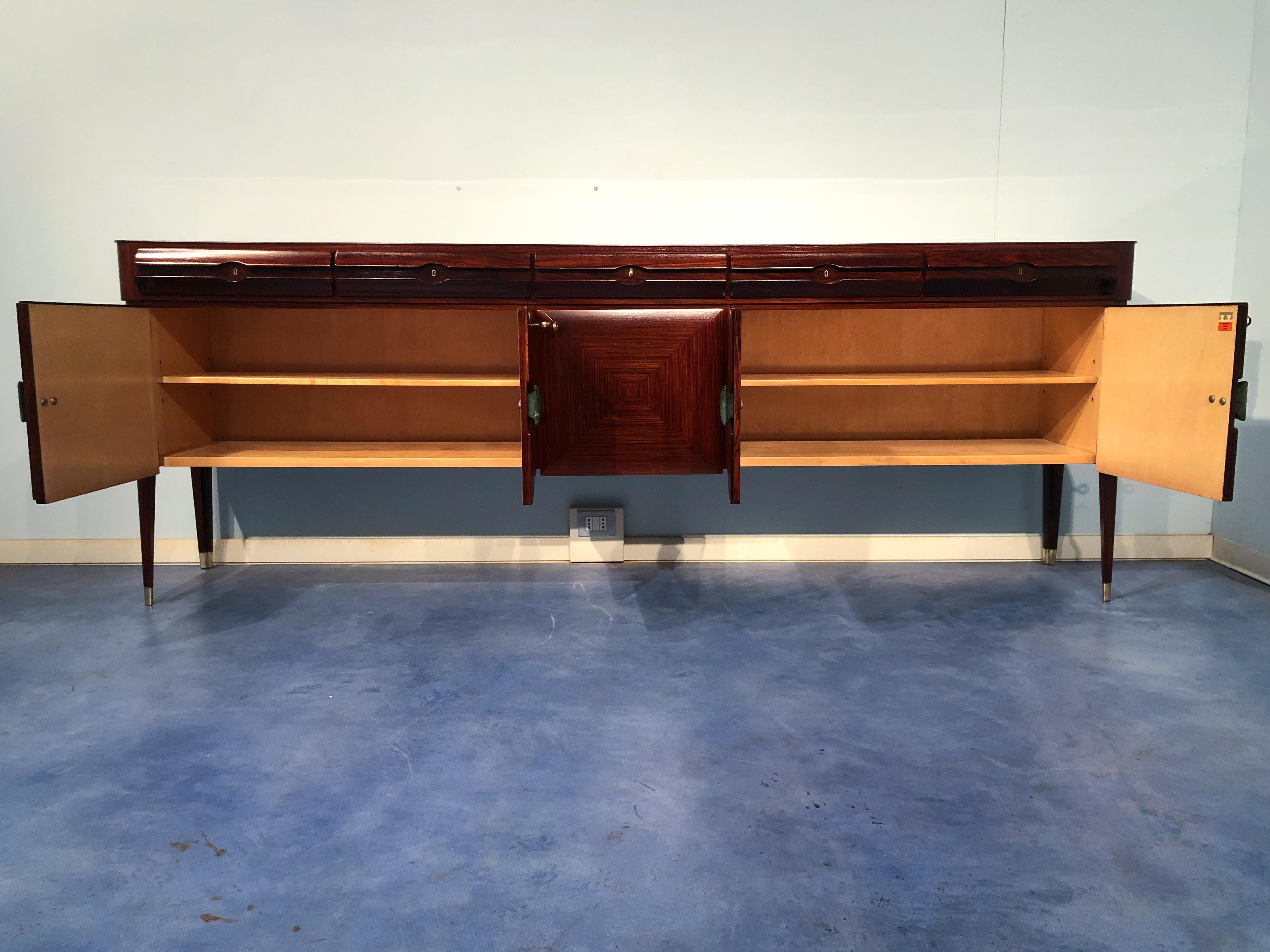 Italian Mid-Century Sideboard with Marble Handles by Vittorio Dassi, 1950 For Sale 6