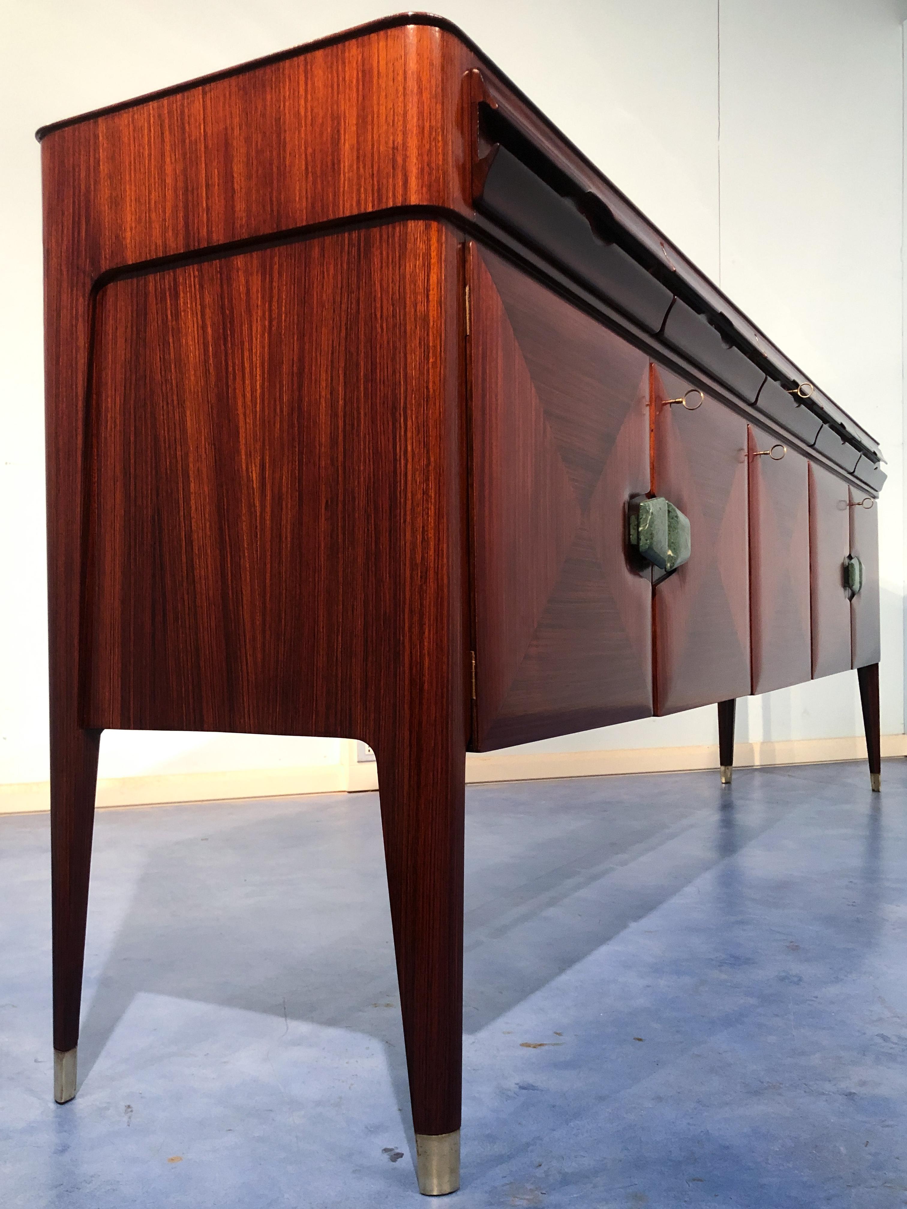 Italian Mid-Century Sideboard with Marble Handles by Vittorio Dassi, 1950 For Sale 7