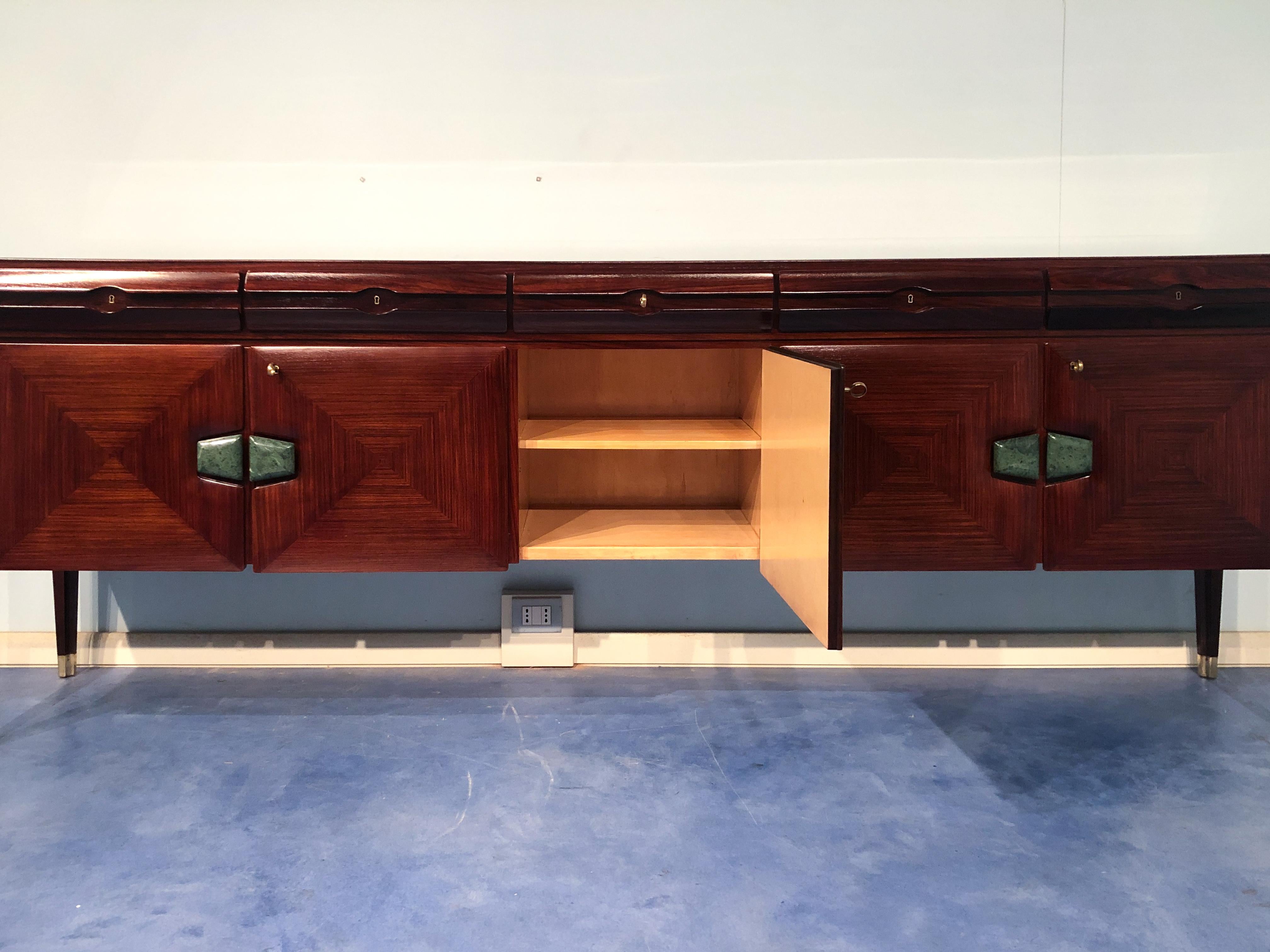 Italian Mid-Century Sideboard with Marble Handles by Vittorio Dassi, 1950 For Sale 10