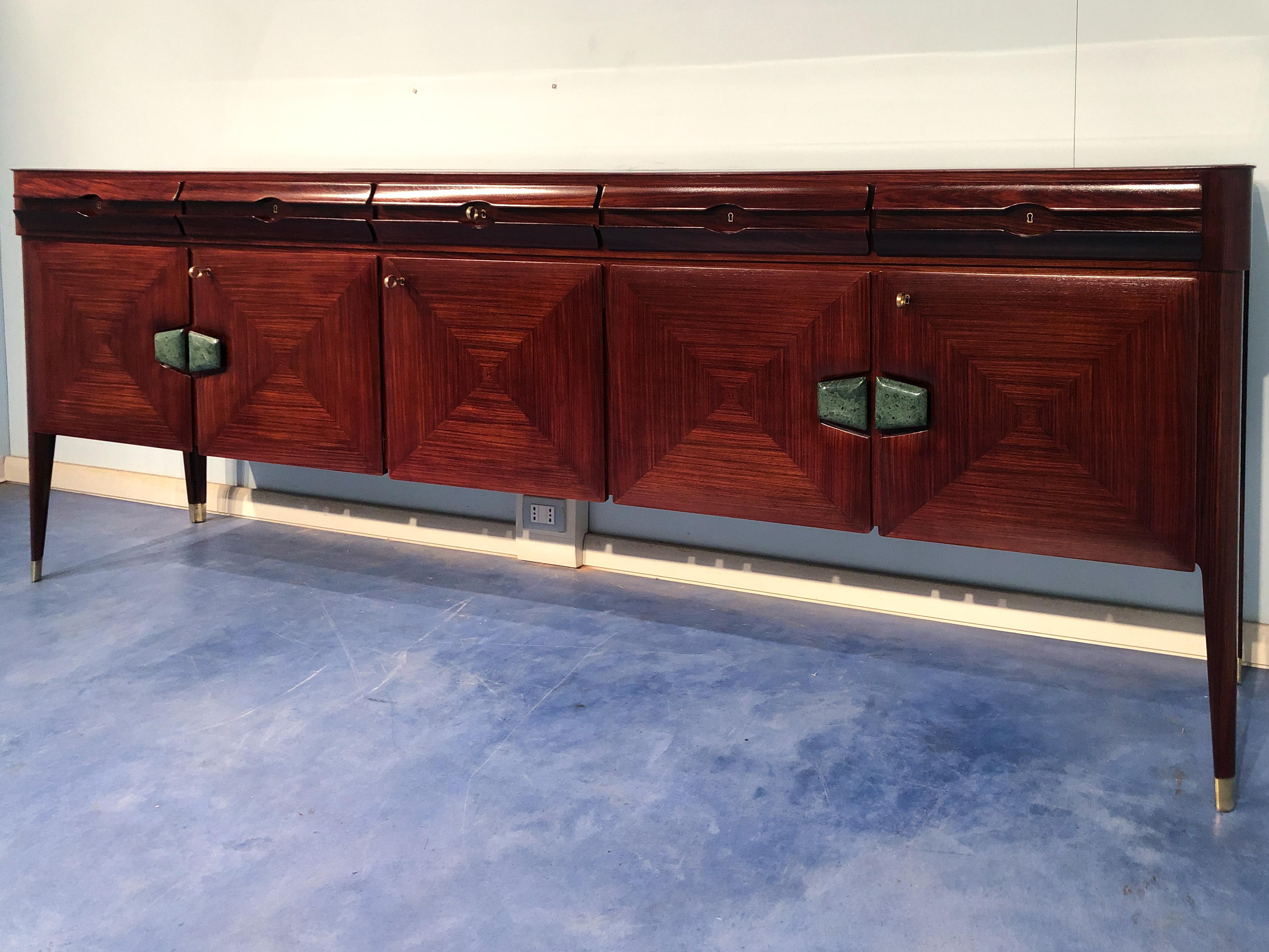 Italian Mid-Century Sideboard with Marble Handles by Vittorio Dassi, 1950 For Sale 11